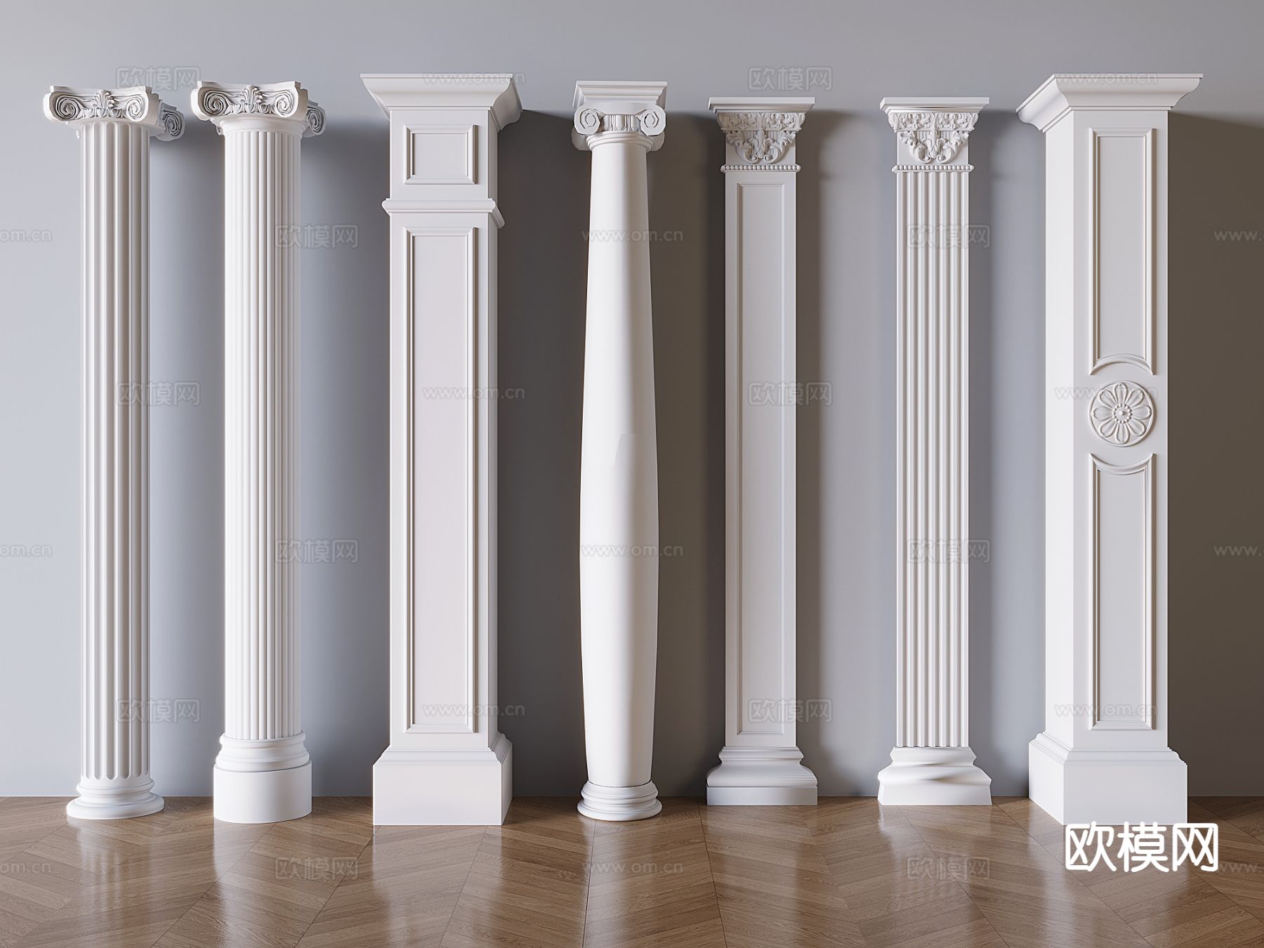 欧式古典柱子 罗马柱3d模型下载