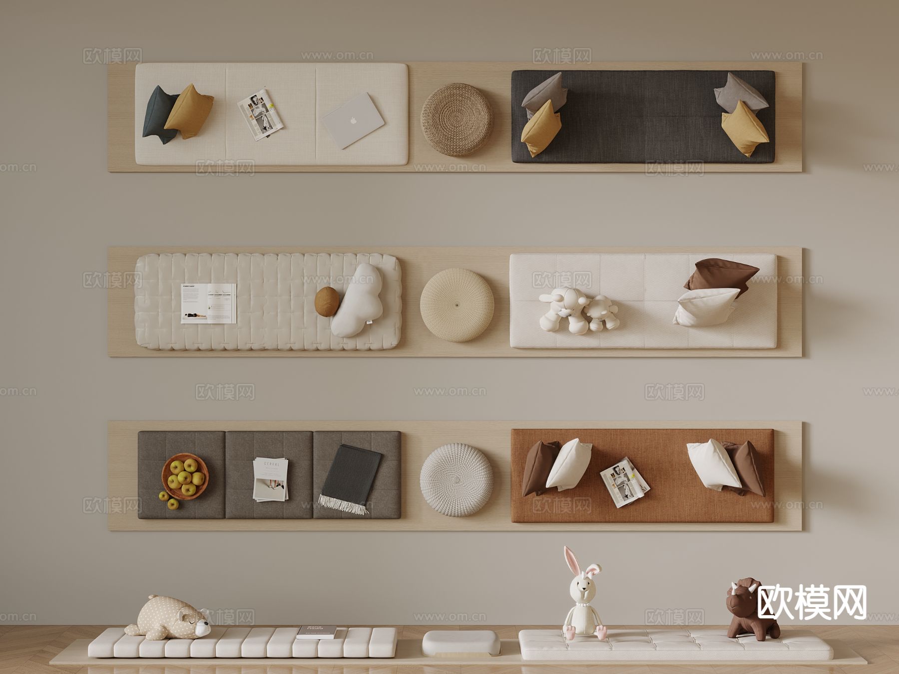 坐垫 飘窗垫 沙发垫3d模型下载