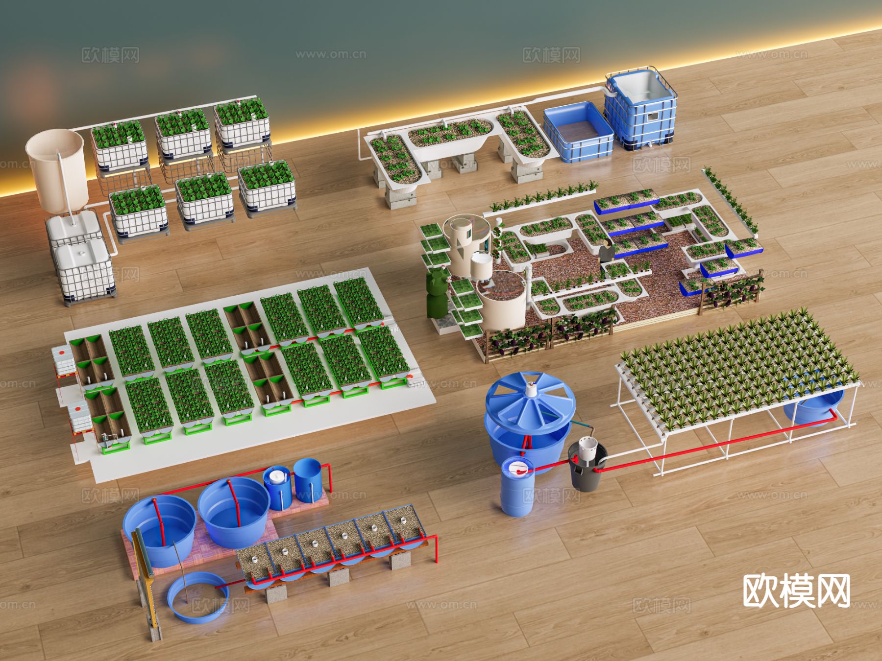 工业设备 灌溉设备 菜园菜地su模型下载（渲染图2）