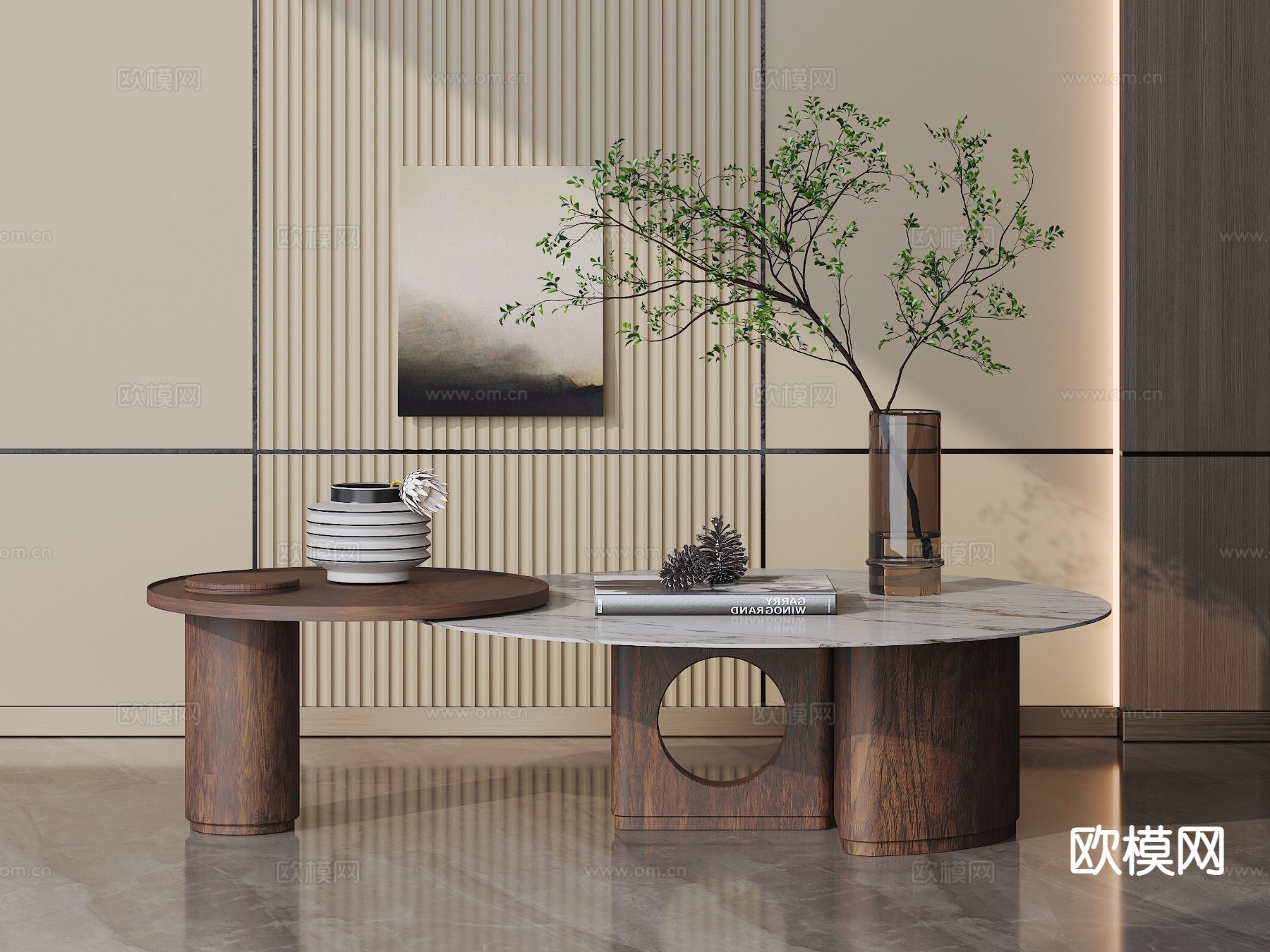 中古风茶几su模型下载（渲染图2）