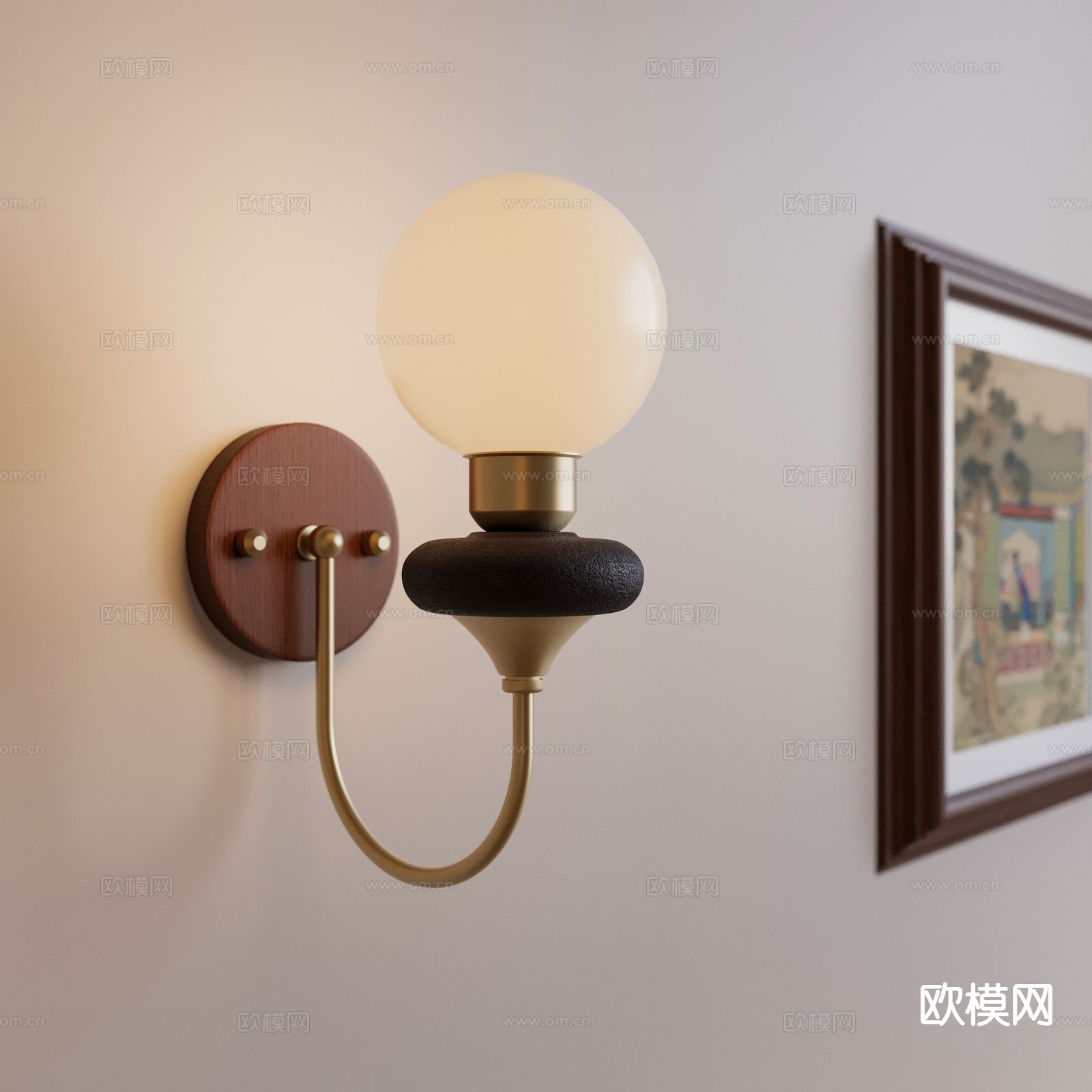 法式复古壁灯su模型下载（渲染图2）