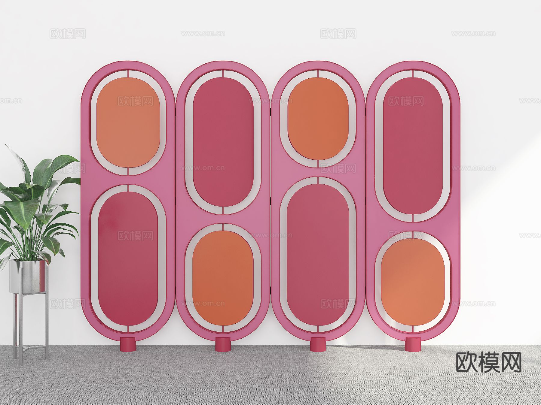 北欧屏风 折叠屏风3d模型下载