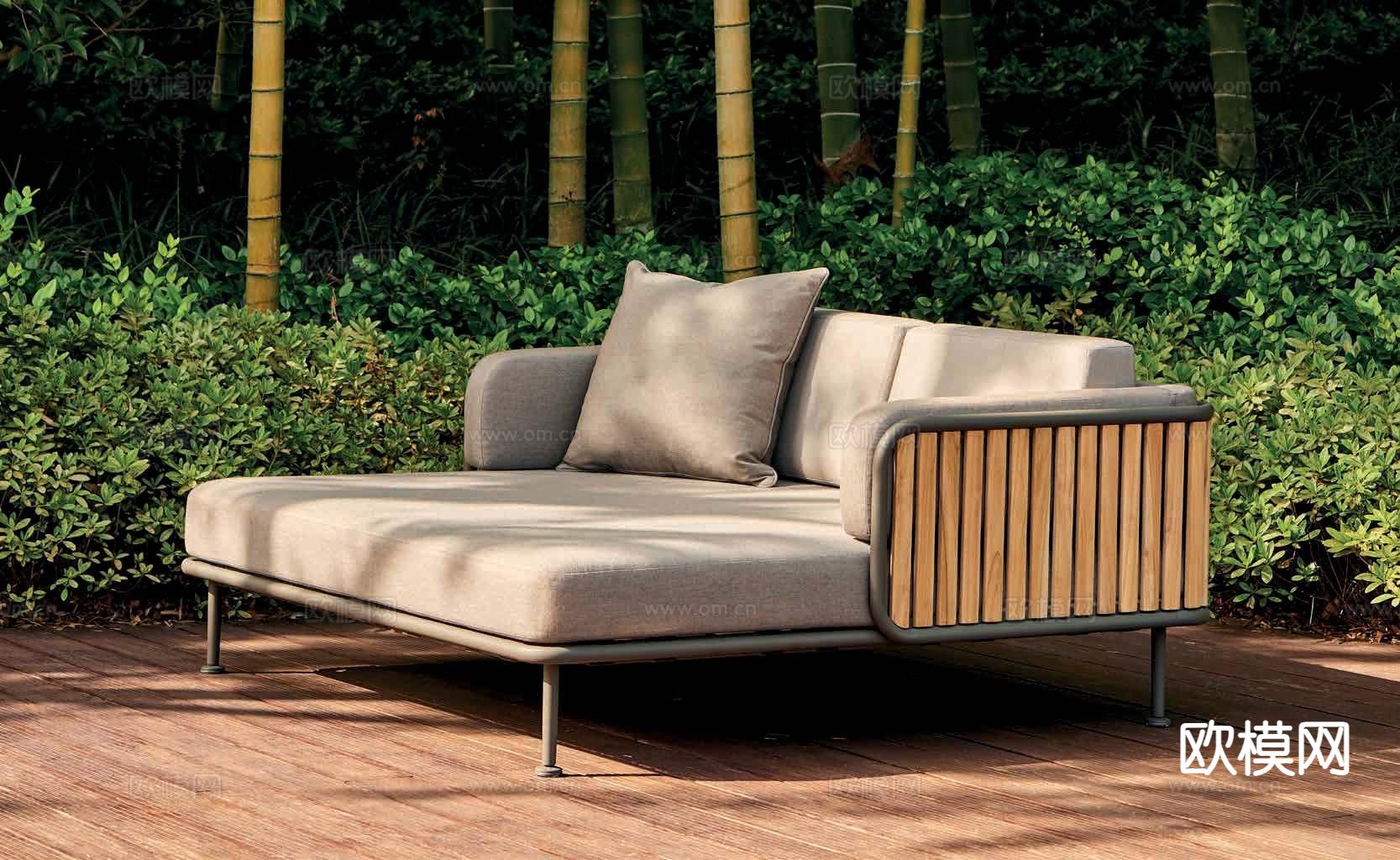 现代躺床 躺椅su模型下载（渲染图2）