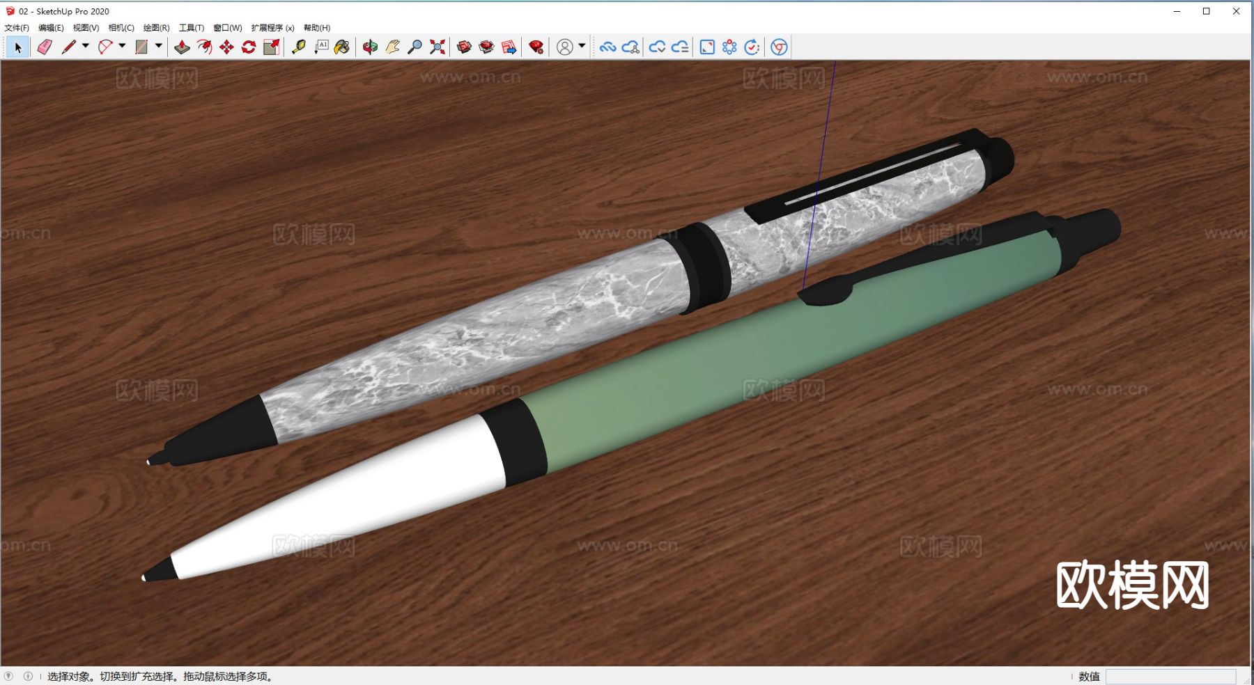 办公用品 圆珠笔 签字笔su模型下载（渲染图1）