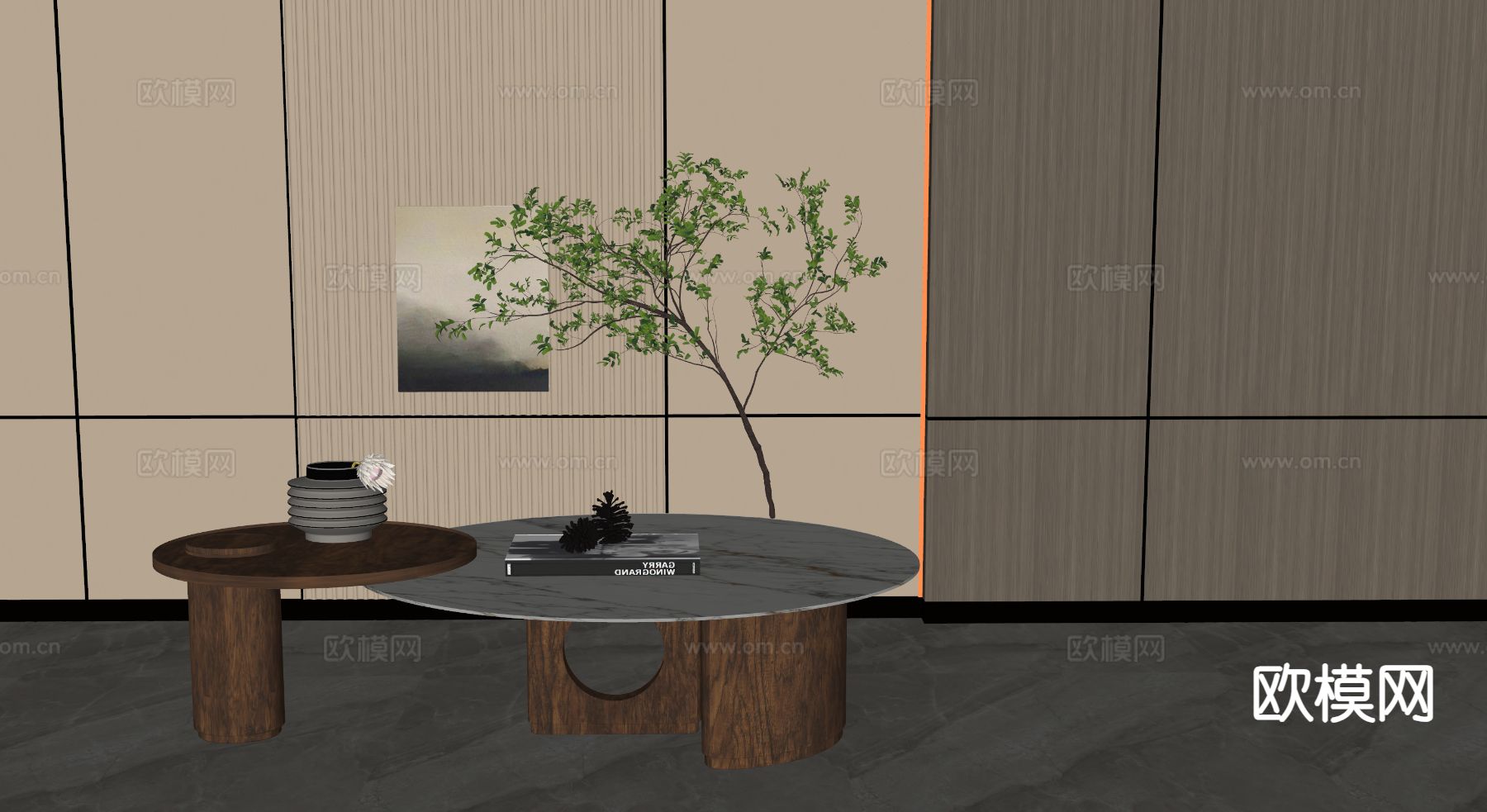 中古风茶几su模型下载（渲染图1）