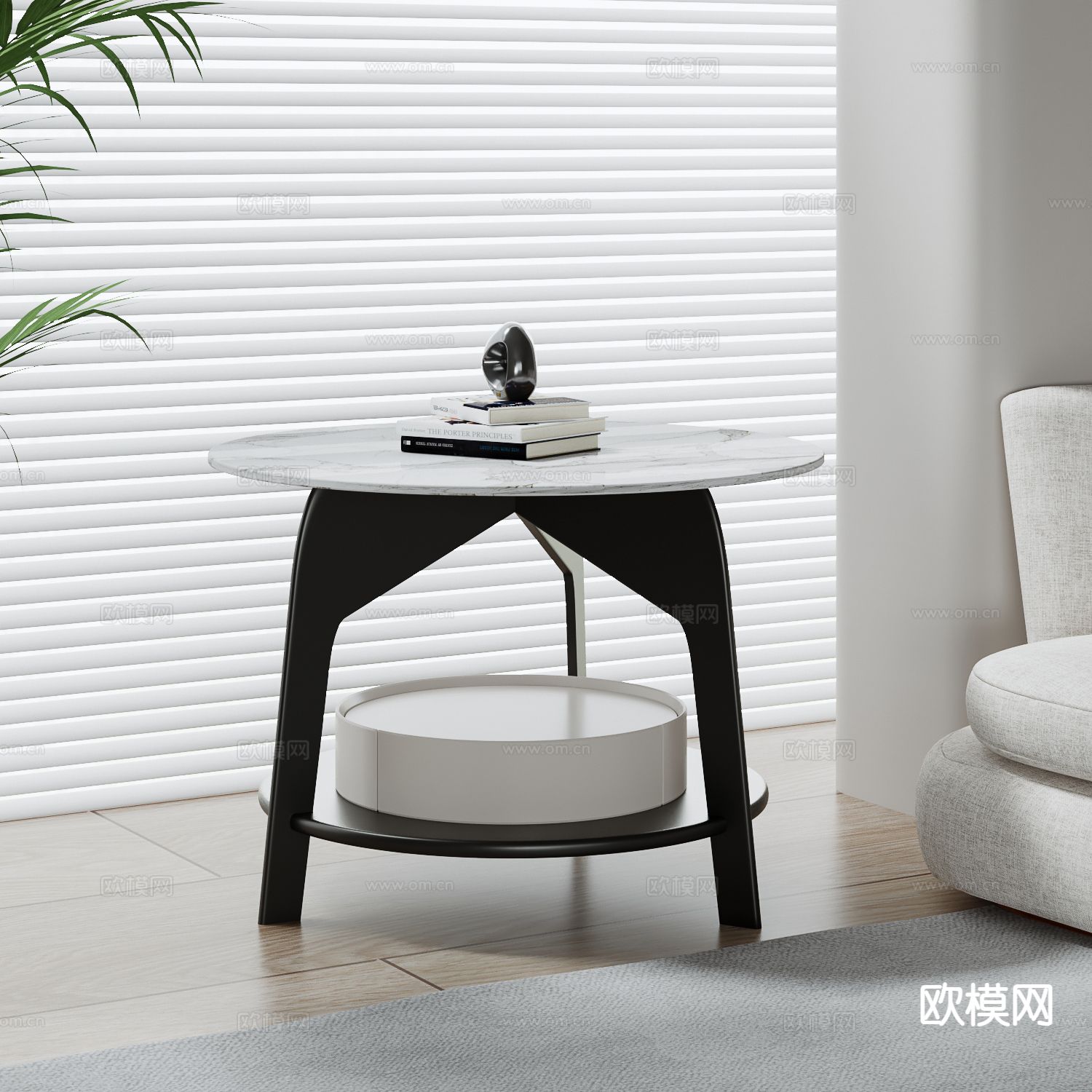 现代床头柜su模型下载（渲染图2）