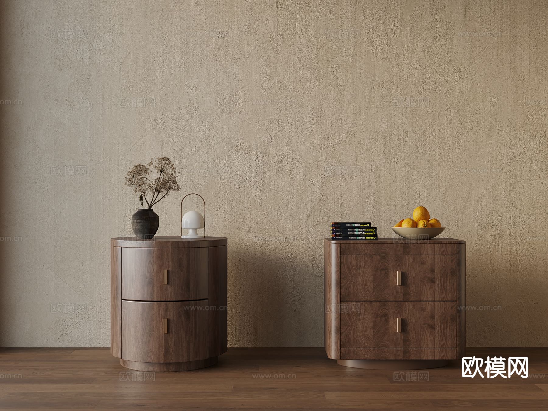 侘寂床头柜3d模型下载