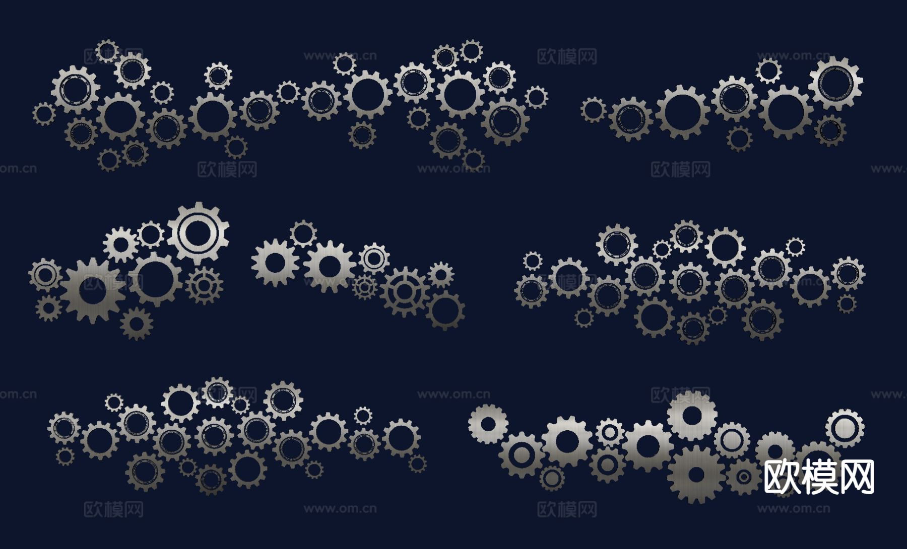 工业风齿轮 机械零件 齿轮手 墙饰挂件su模型下载（渲染图1）