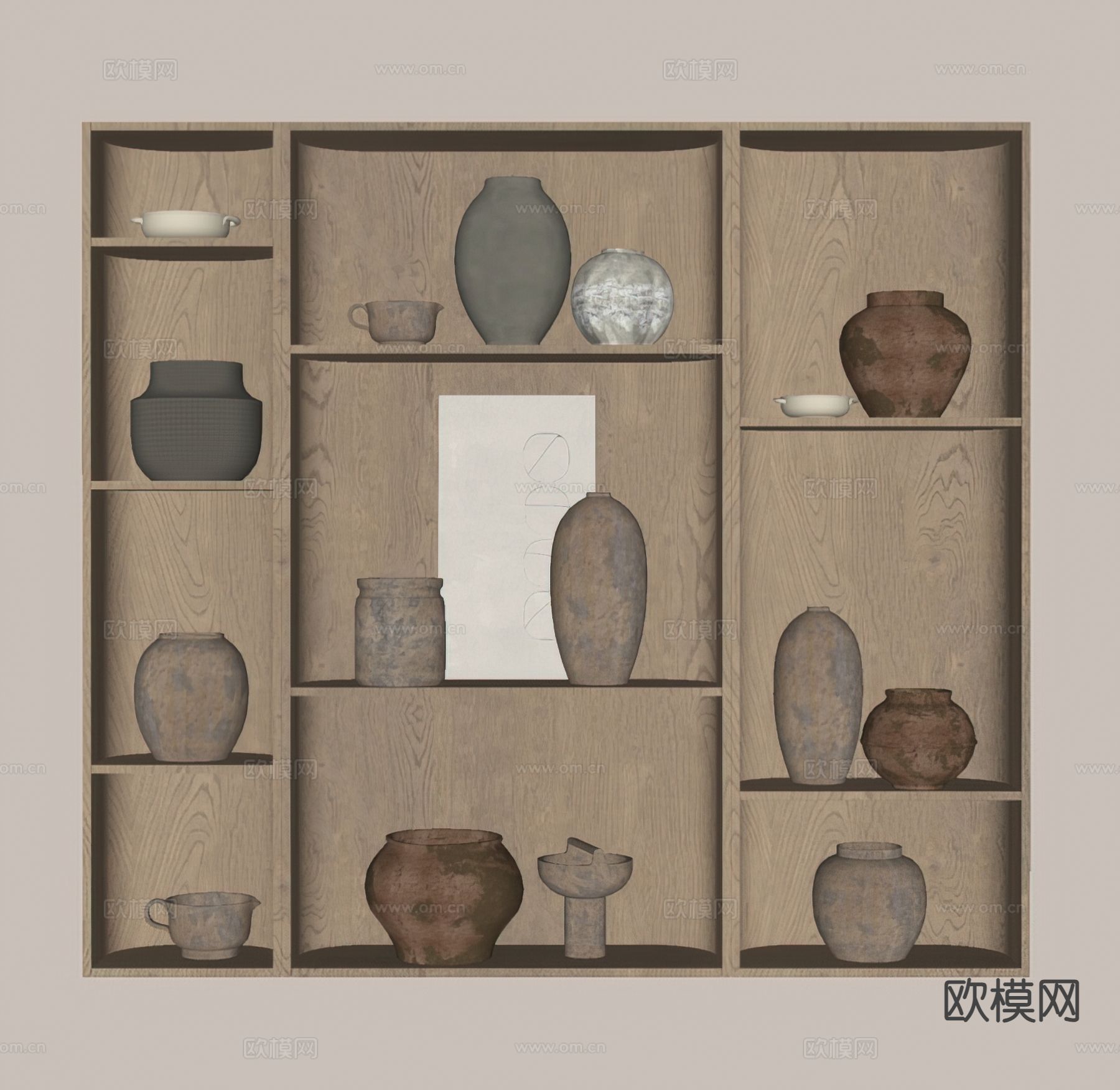 侘寂罐子 花瓶 陶罐器皿su模型下载（渲染图1）