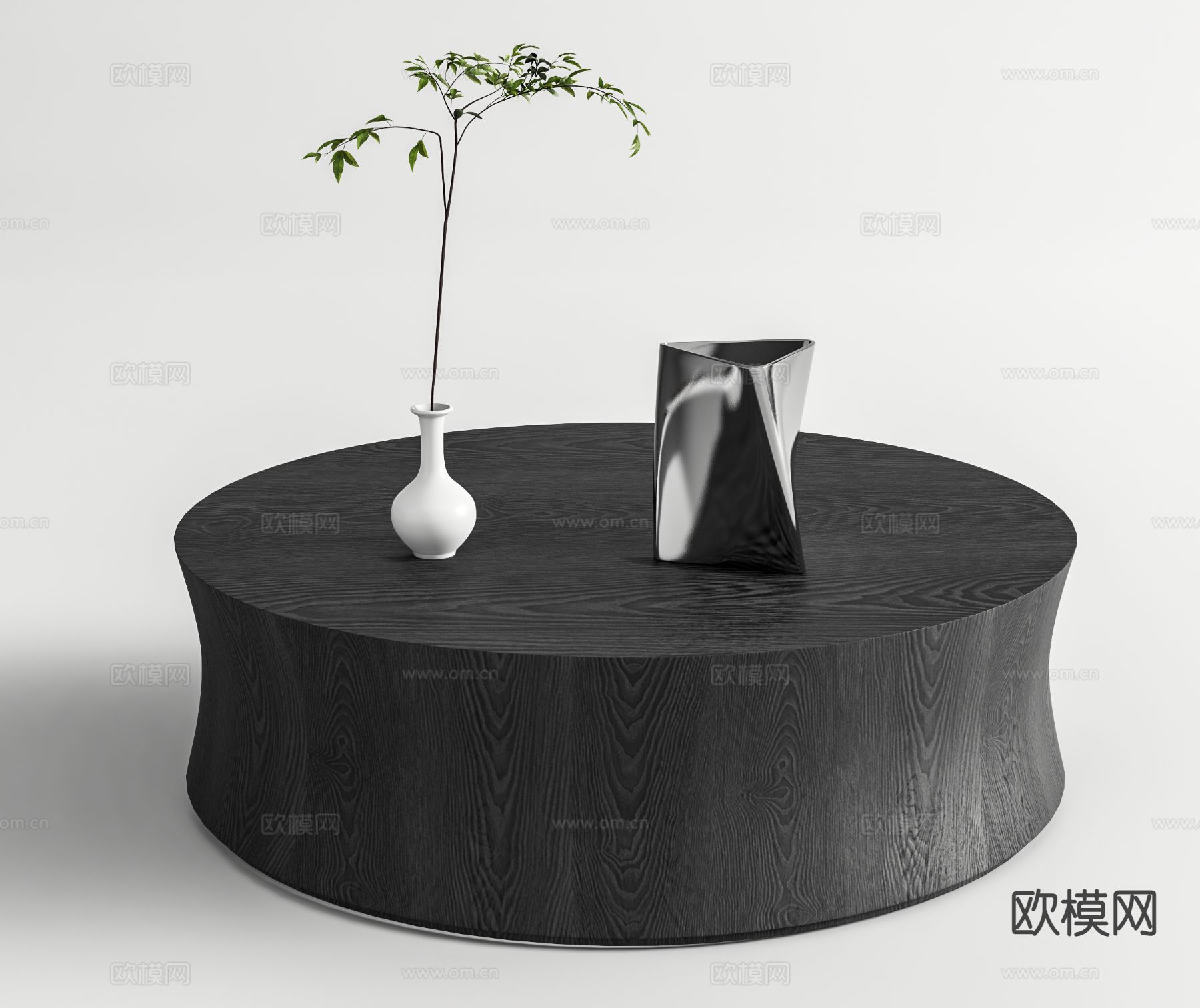 圆形茶几 实木茶几su模型