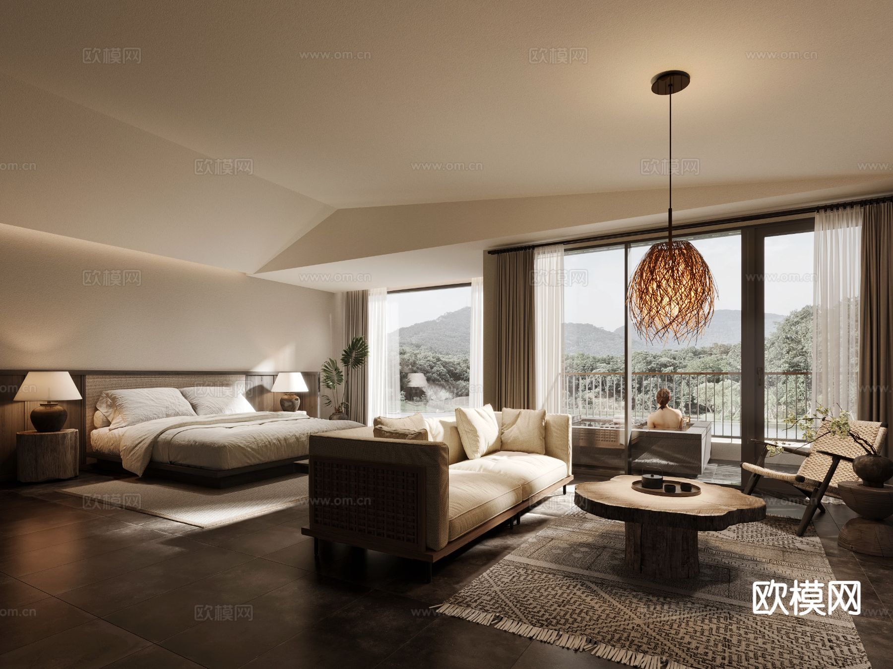 侘寂民宿客房su模型下载（渲染图2）