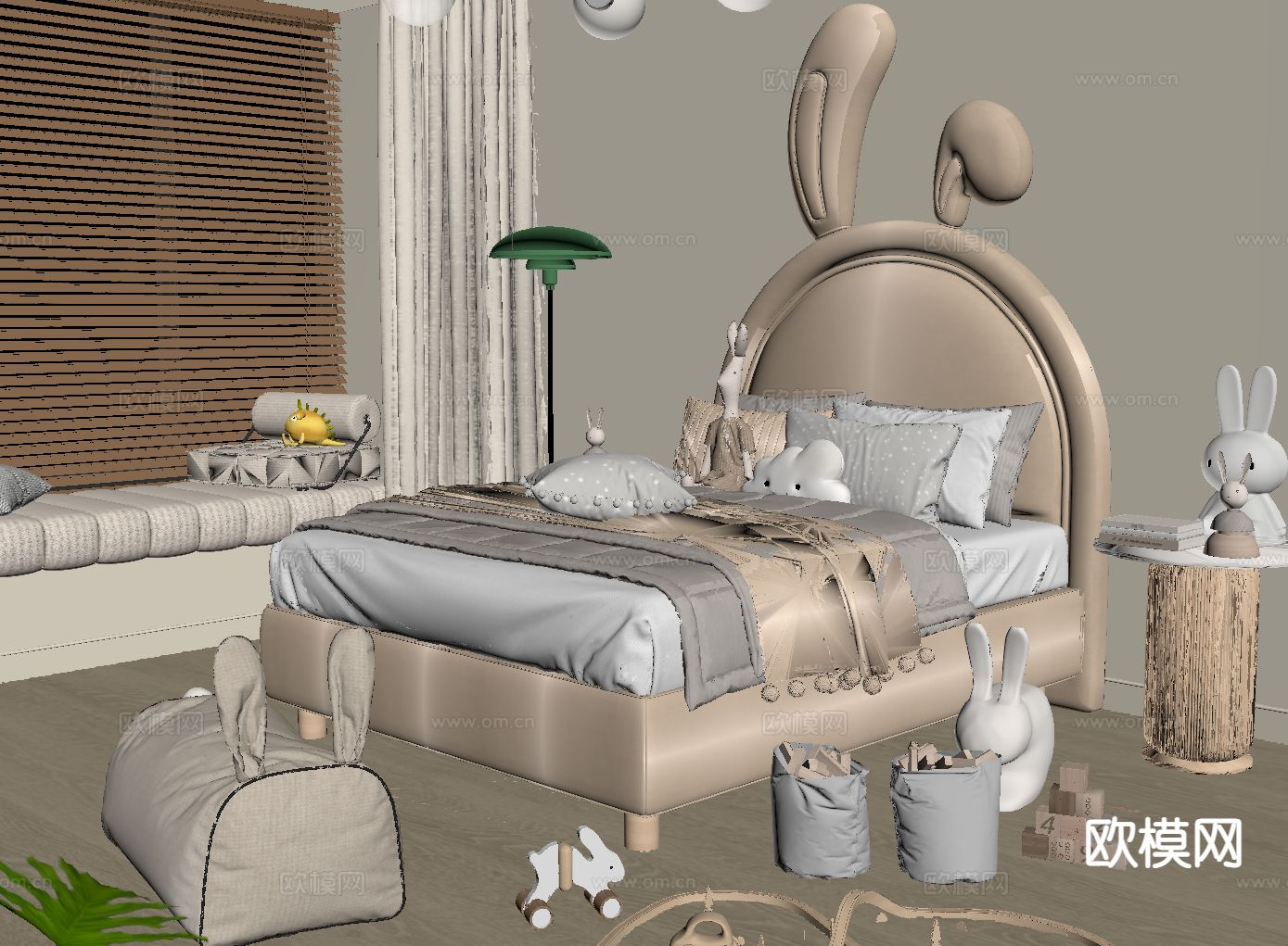儿童床 小孩床su模型下载（渲染图1）