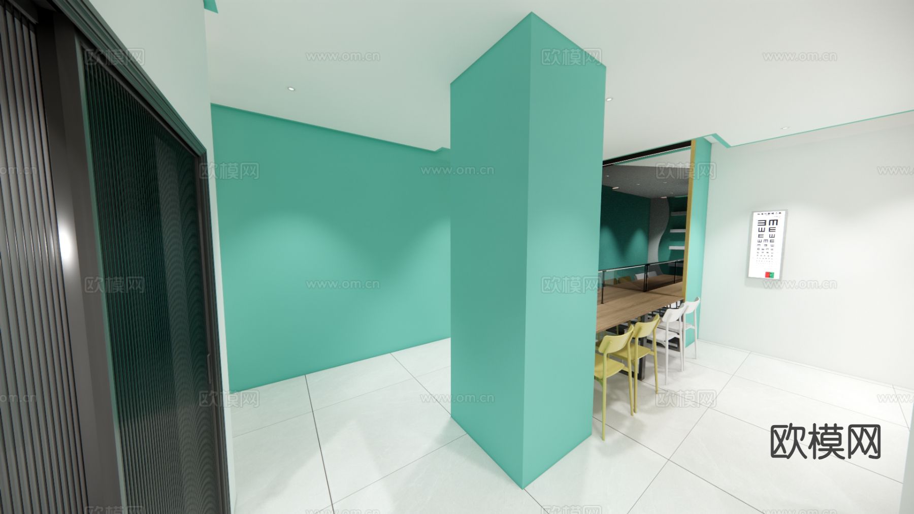 现代医院 诊疗室su模型下载（渲染图2）