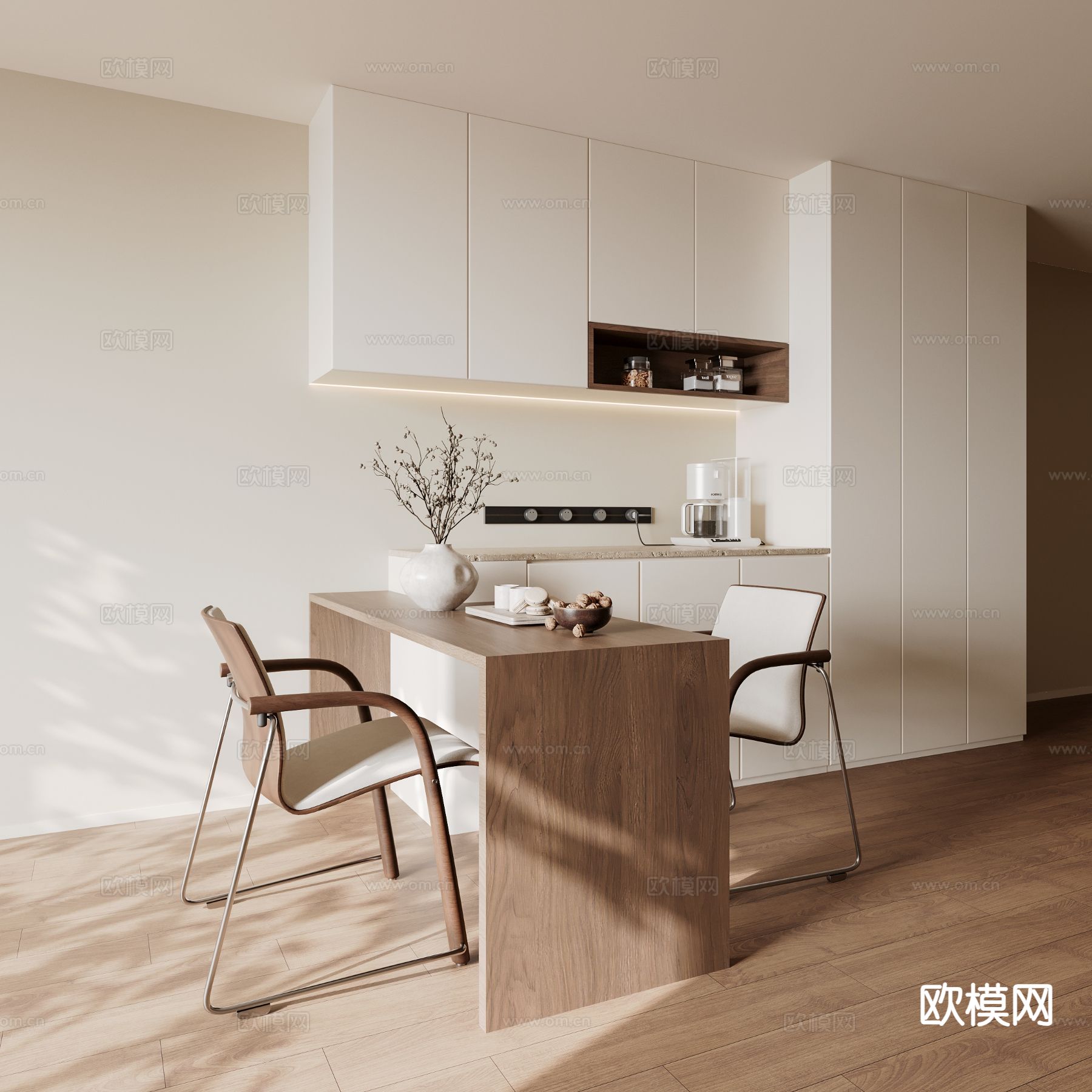 侘寂餐桌椅3d模型下载