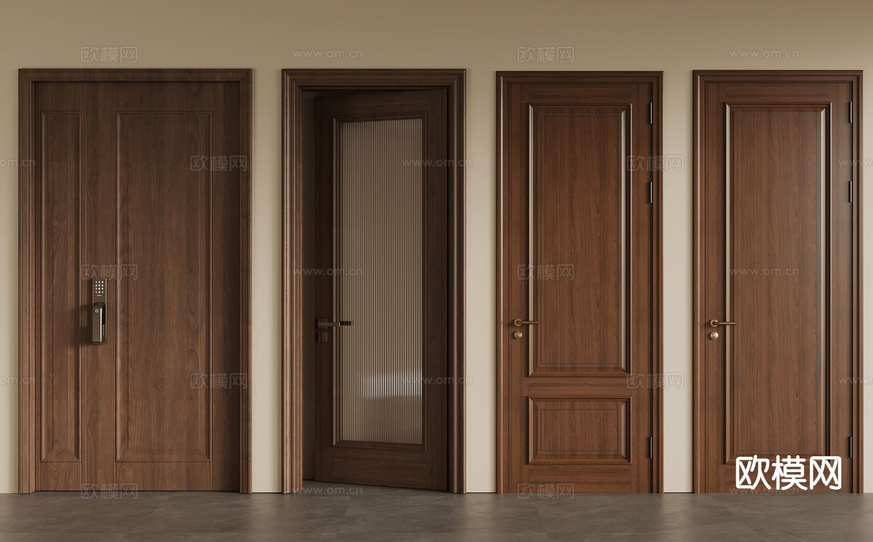 侘寂入户门 房门 卧室门3d模型下载