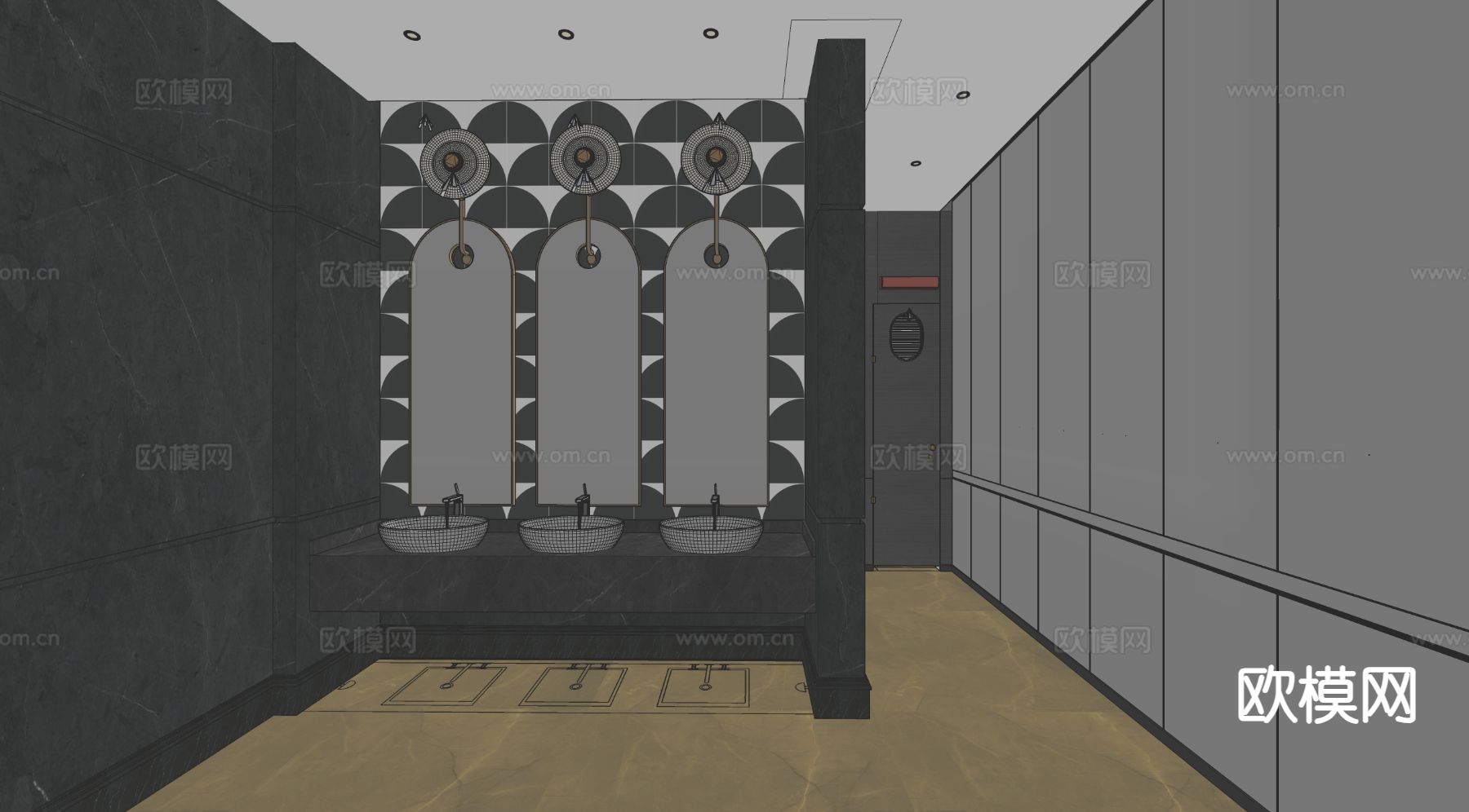 酒店卫生间 洗手间su模型下载（渲染图1）