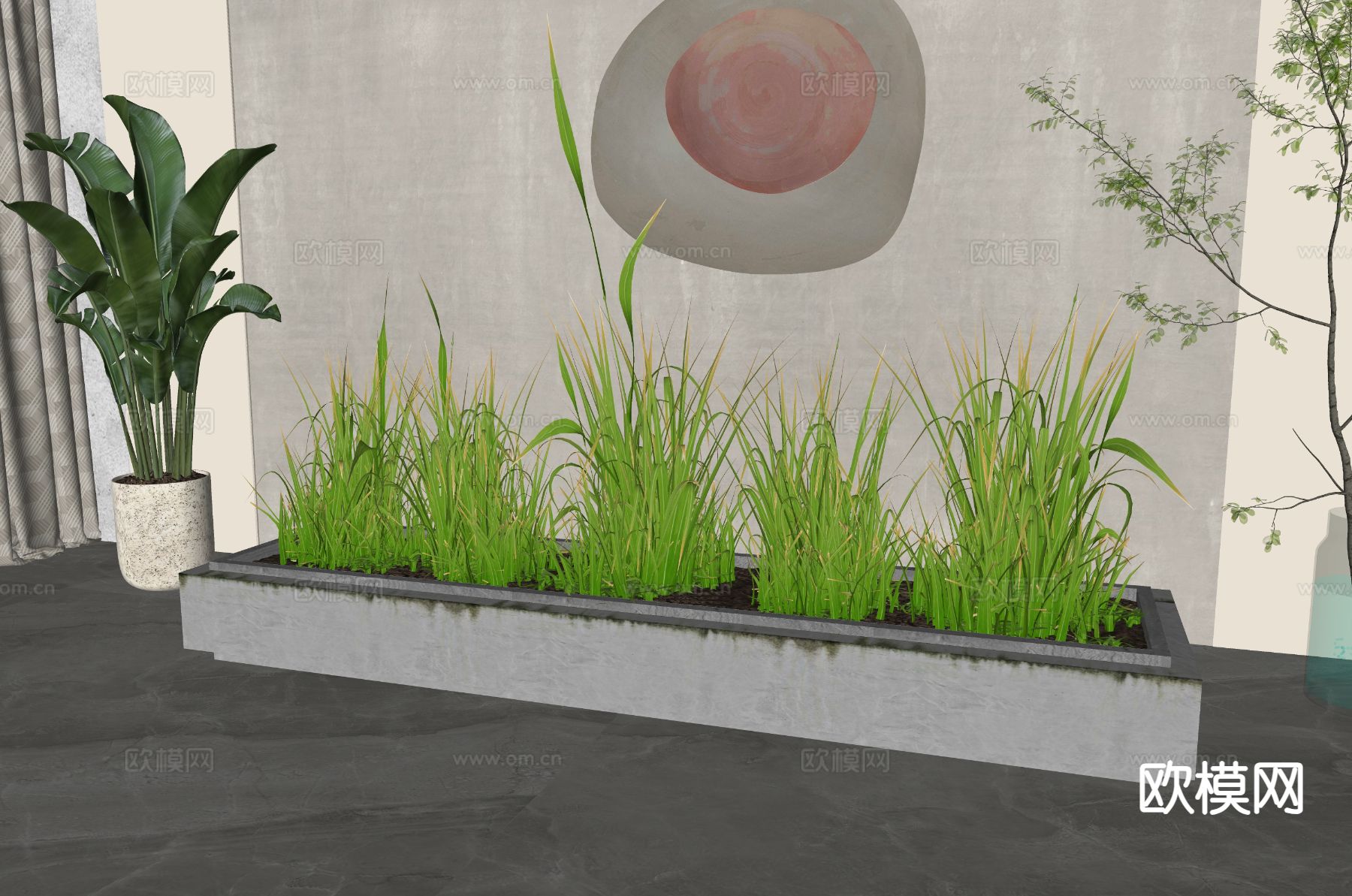 植物花箱 花坛 花槽 植物堆su模型下载（渲染图1）