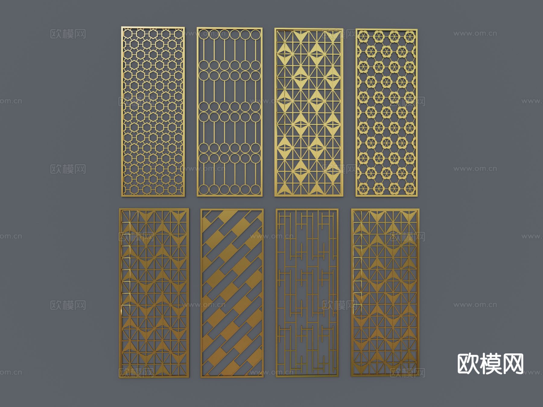 轻奢隔断 镂空隔断3d模型下载