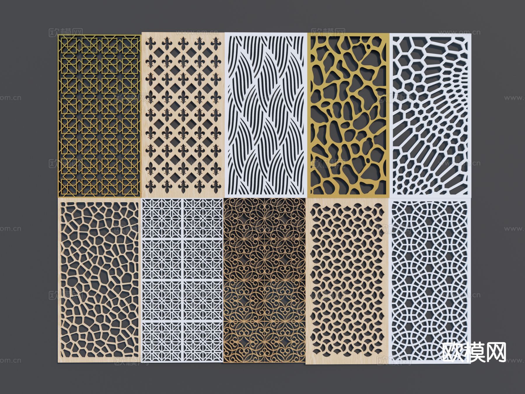 轻奢隔断 金属镂空隔断3d模型下载