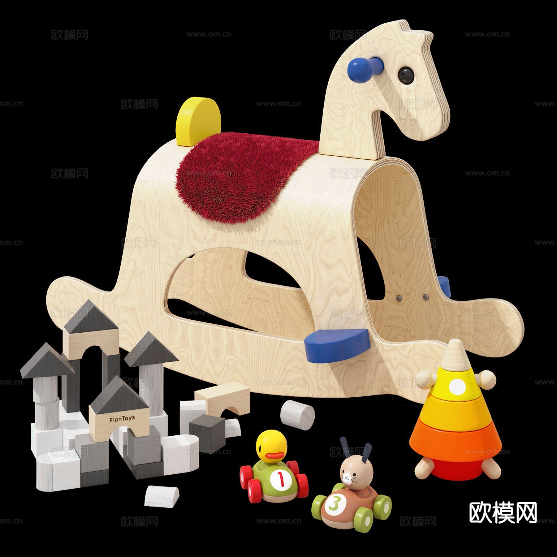 现代儿童木马 摇摇椅3d模型下载