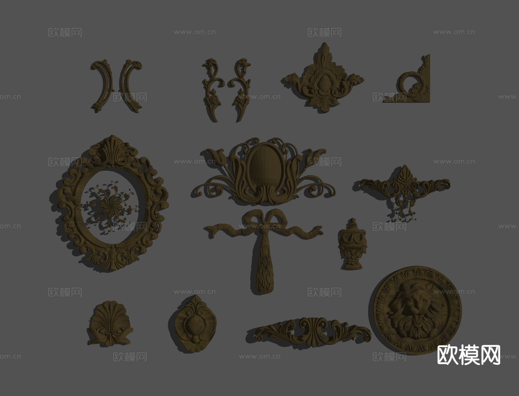 欧式石膏线 檐口 雕花 浮雕su模型下载（渲染图1）