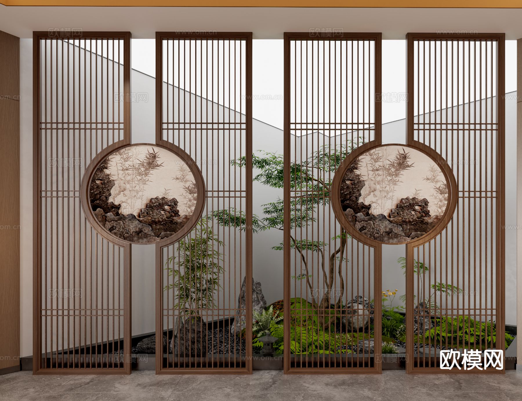 中式隔断 镂空隔断3d模型下载