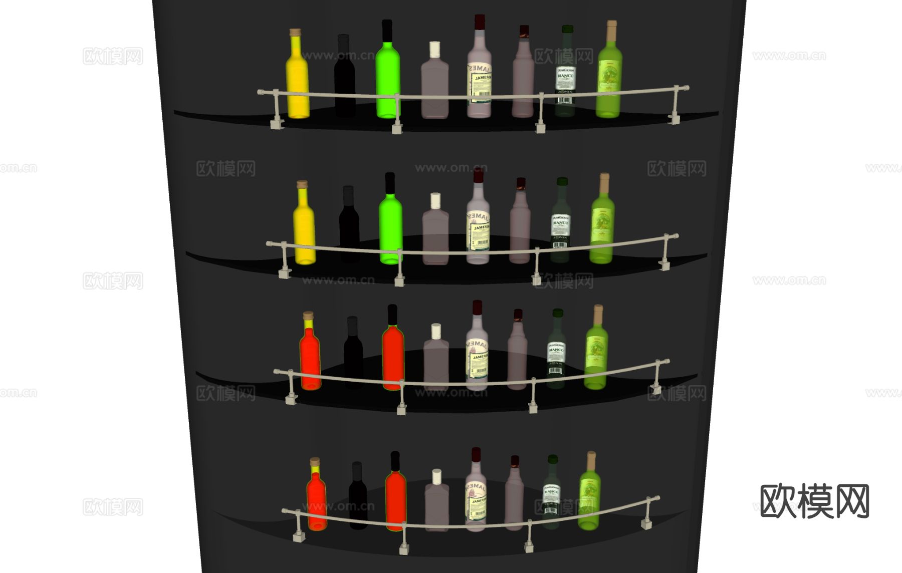 酒瓶酒柜 洋酒su模型下载（渲染图1）