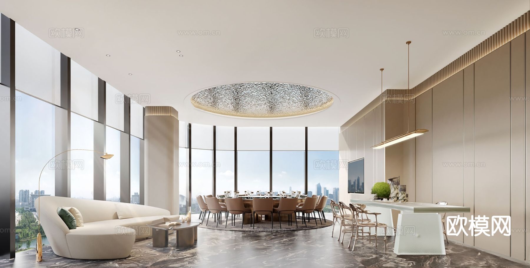 新中式餐厅包厢  包房su模型下载（渲染图2）