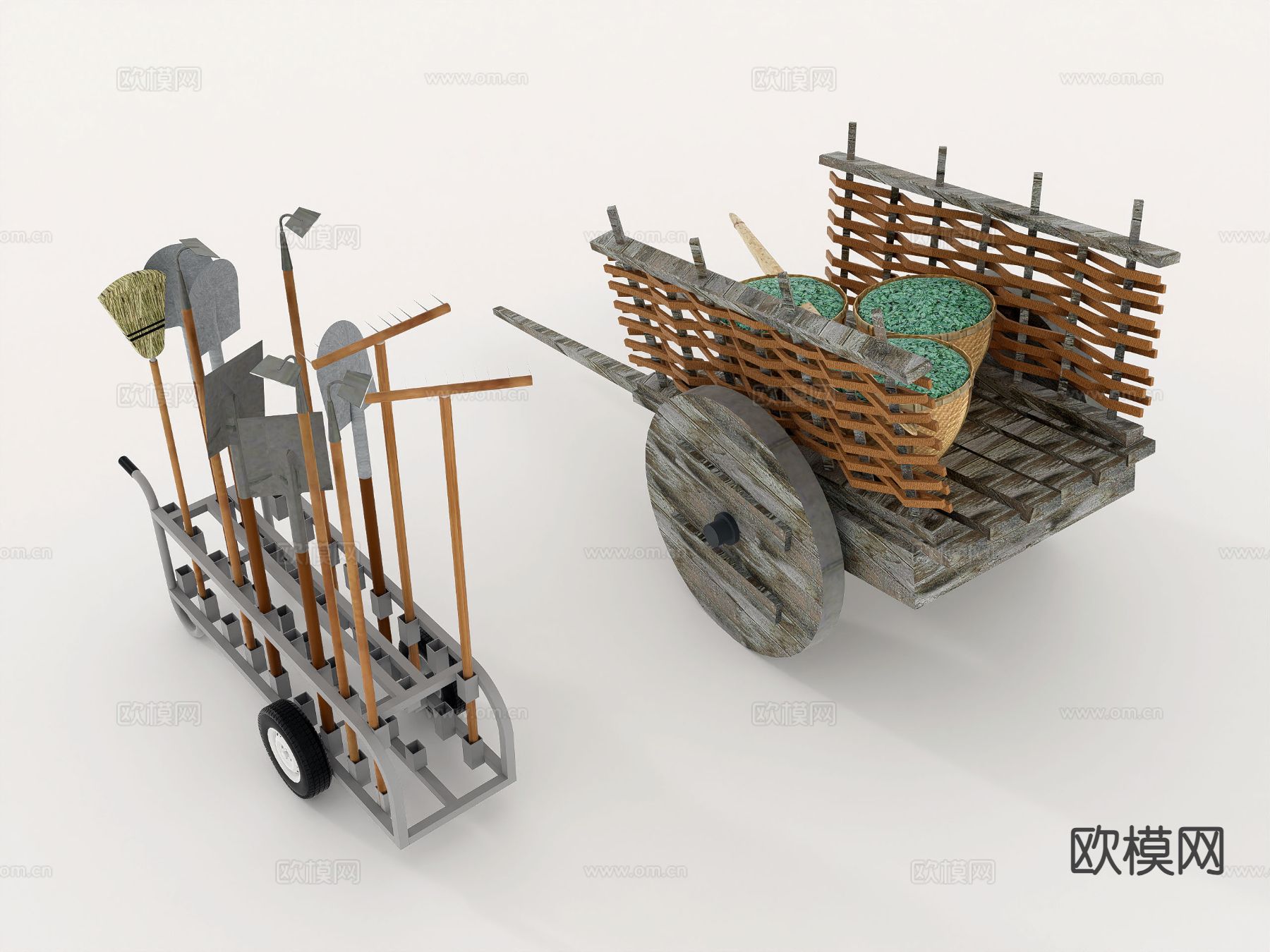 农用工具 农耕设备su模型