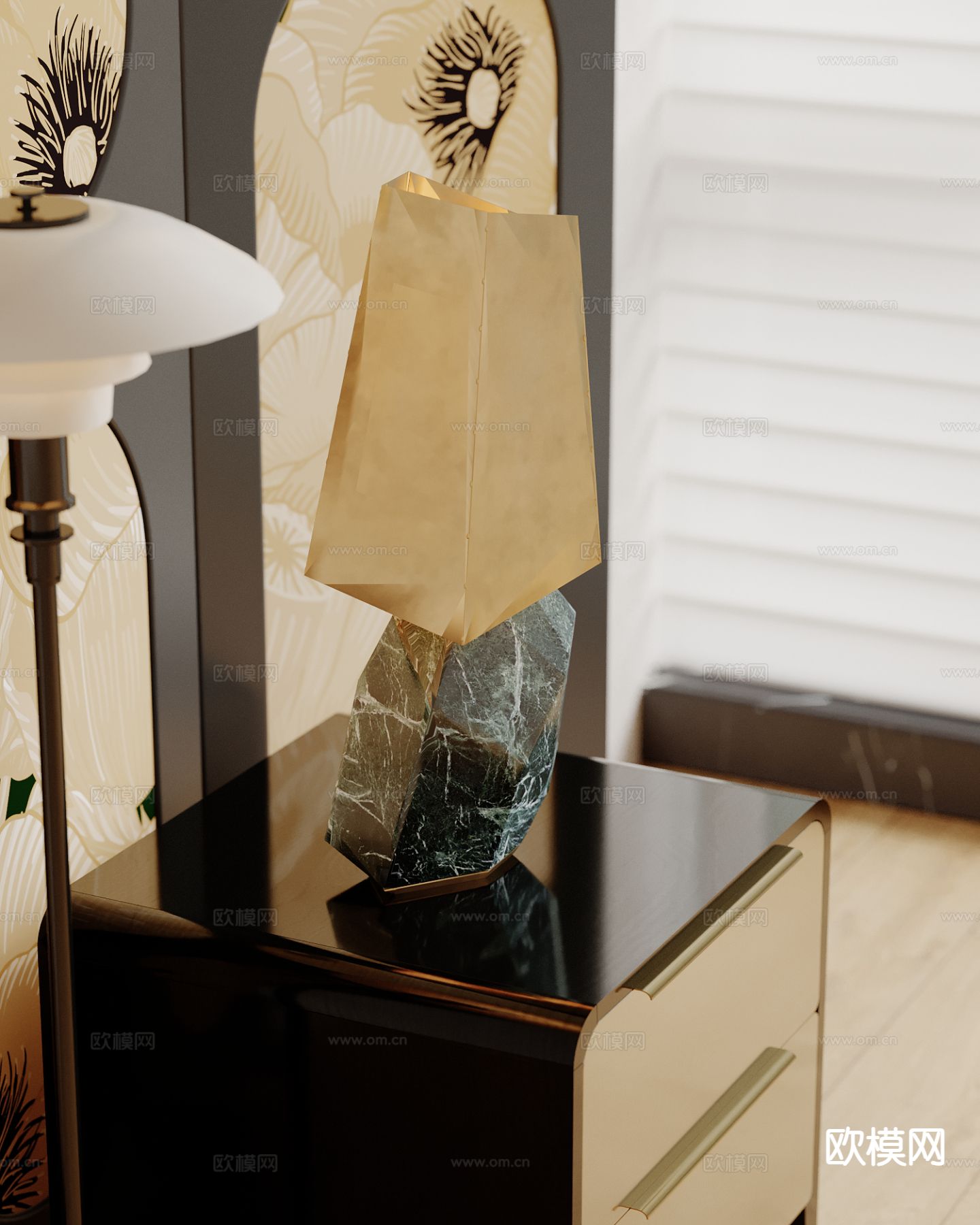 轻奢台灯 艺术台灯su模型下载（渲染图2）