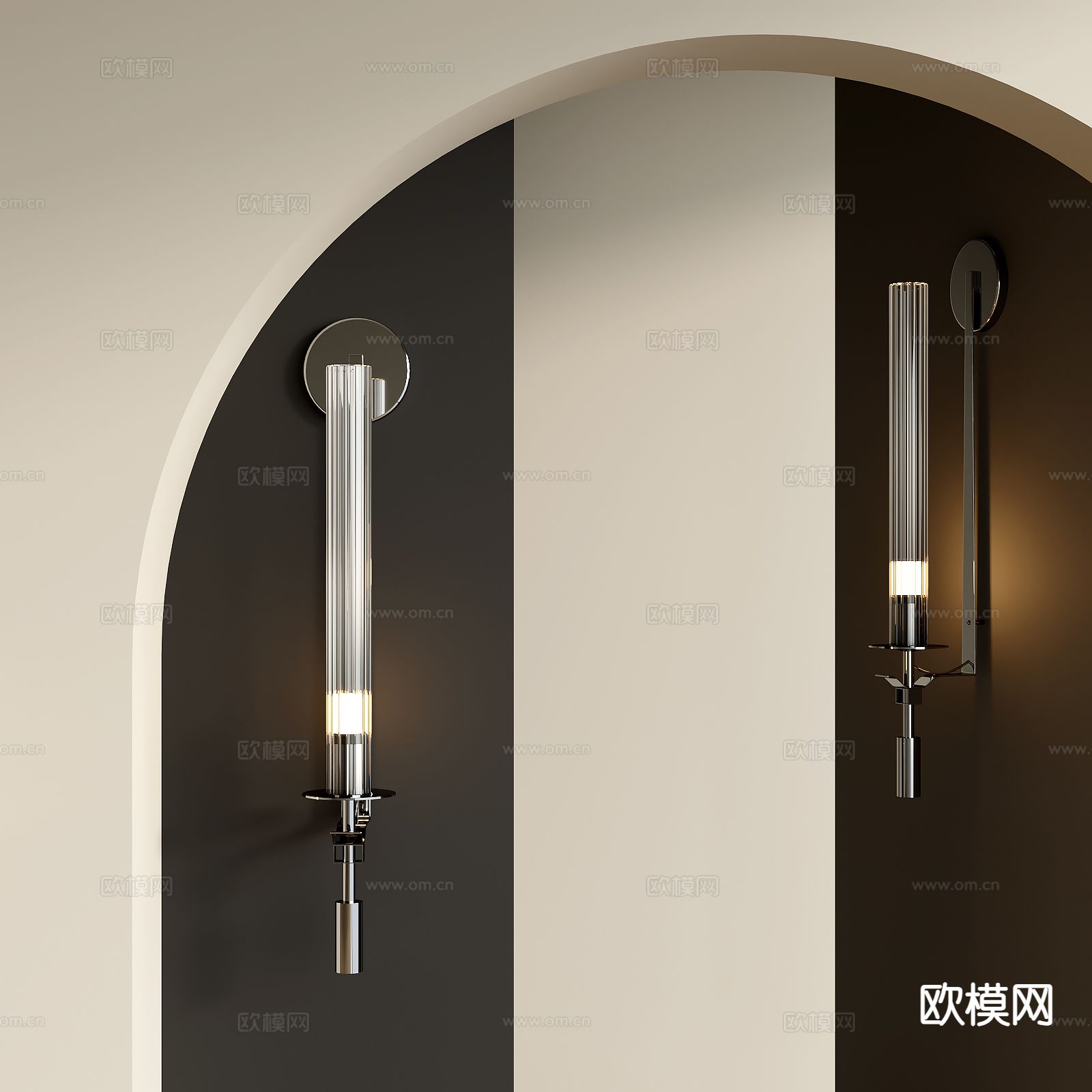 现代金属壁灯su模型下载（渲染图2）