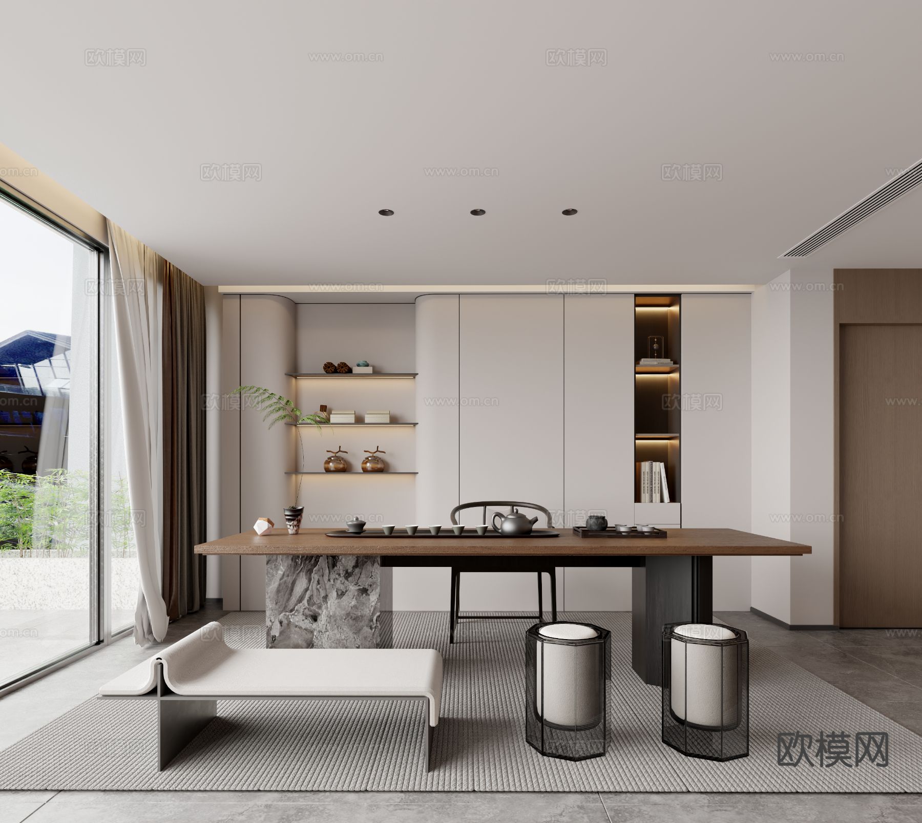 新中式茶室3d模型下载