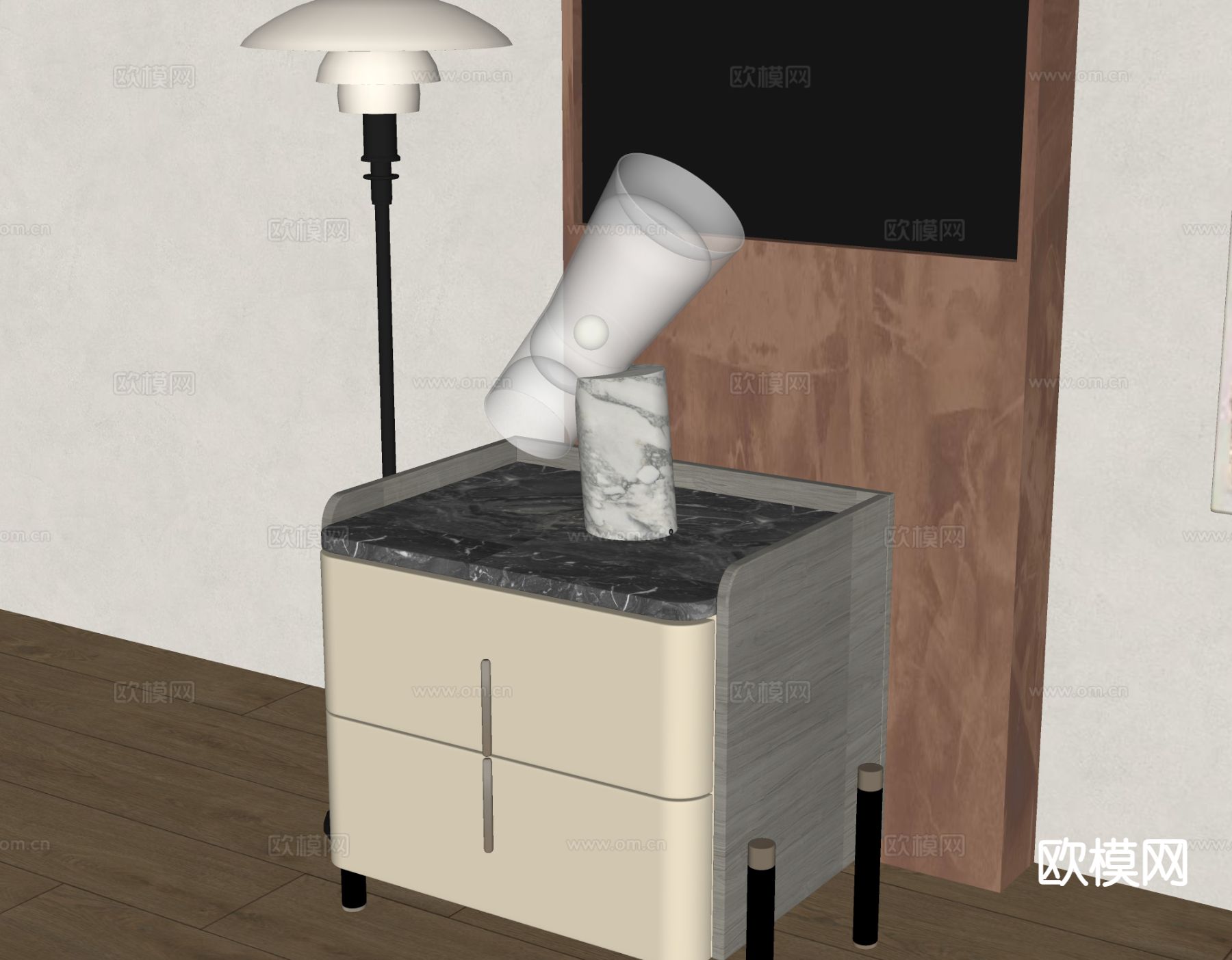创意台灯 简约台灯su模型下载（渲染图1）
