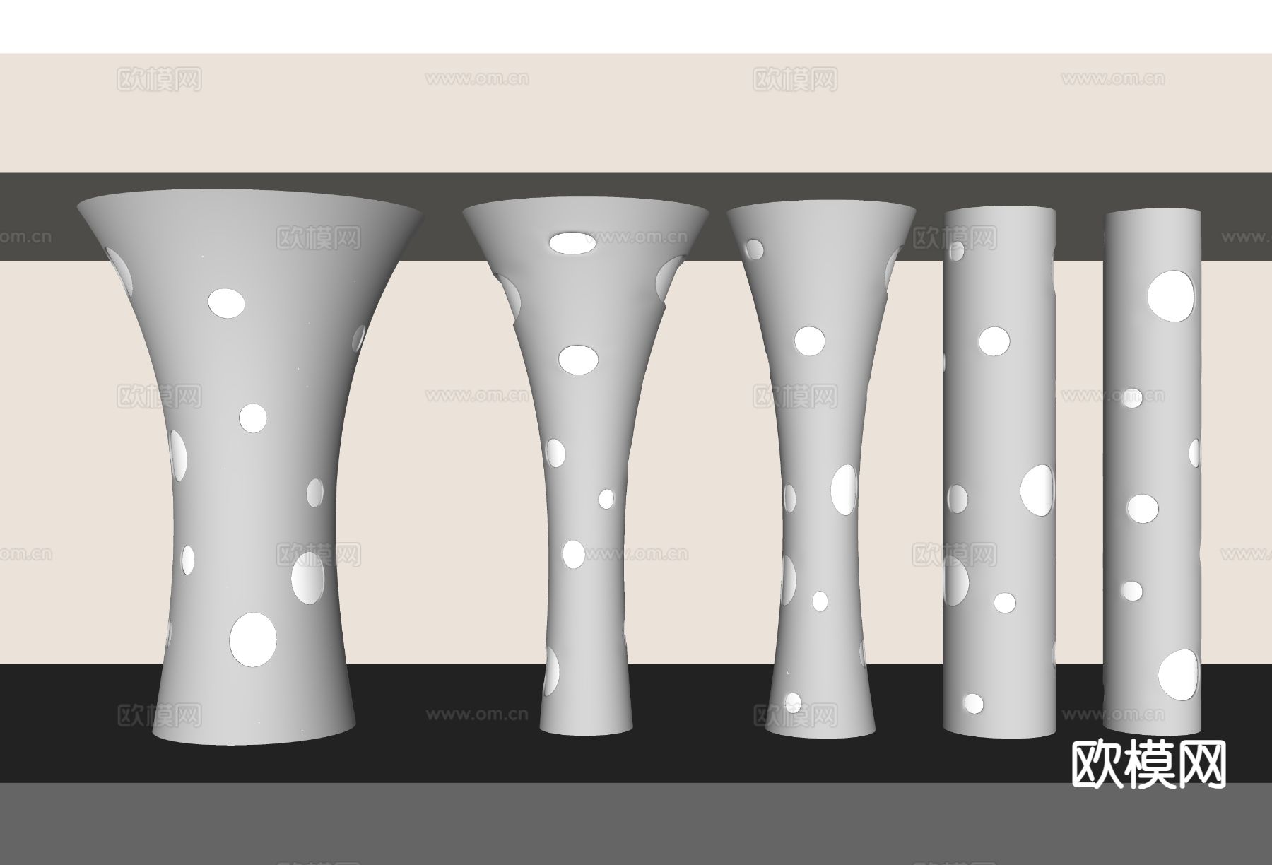 现代异形柱子 镂空柱子 柱子su模型下载（渲染图1）