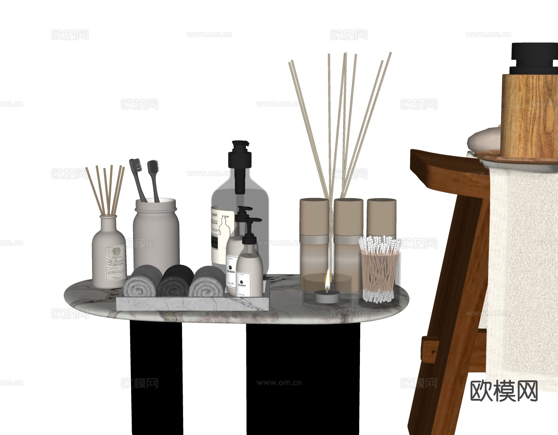 洗漱用品 香薰 洗发水 沐浴露su模型下载（渲染图1）