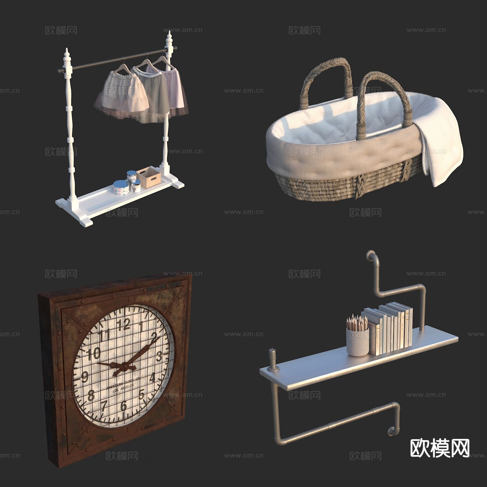 婴儿房家具 婴儿篮 儿童房摆设3d模型下载