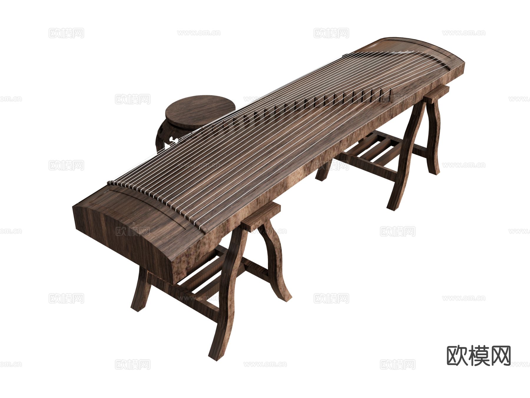 乐器 古筝 古琴su模型下载（渲染图2）