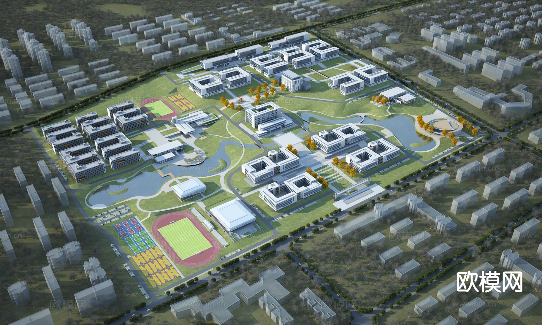 学校鸟瞰3d模型下载