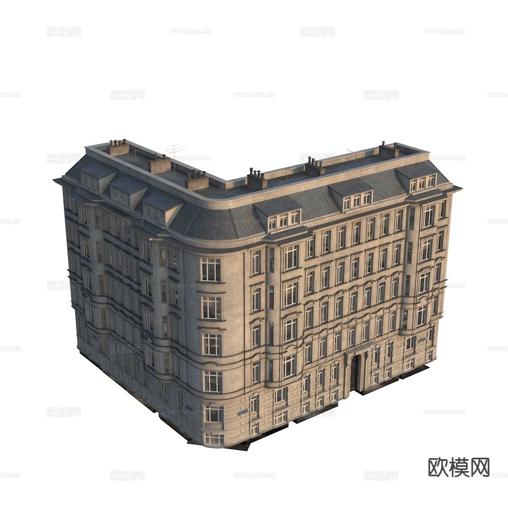欧式商业街建筑 酒店建筑3d模型下载