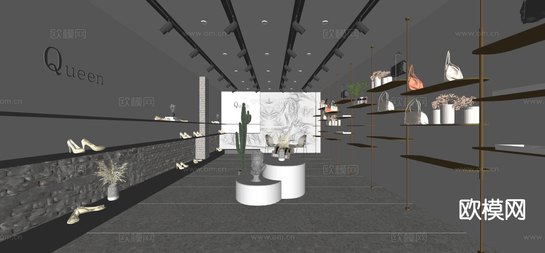 现代女鞋店 包包店su模型下载（渲染图1）