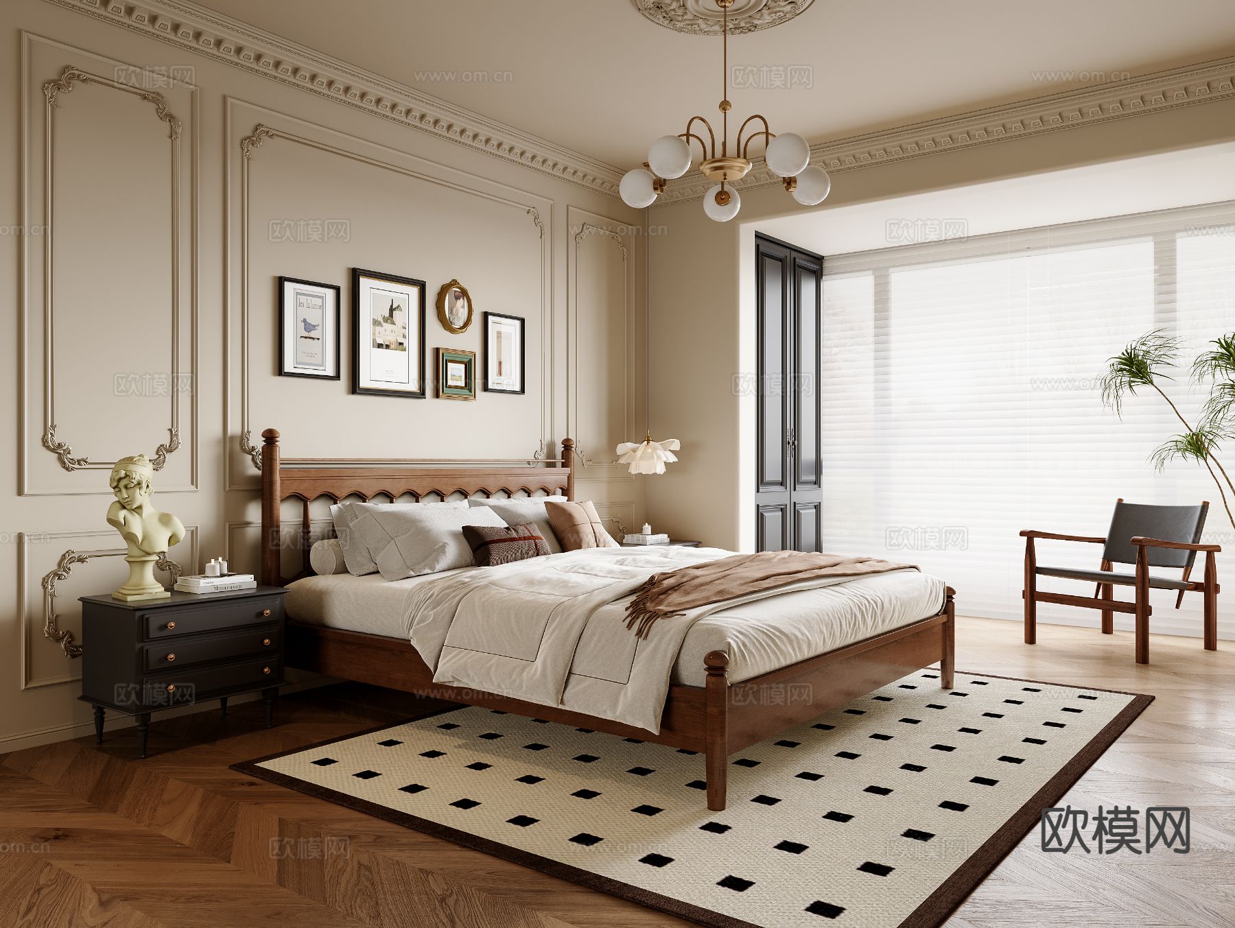 法式卧室 主卧3d模型下载