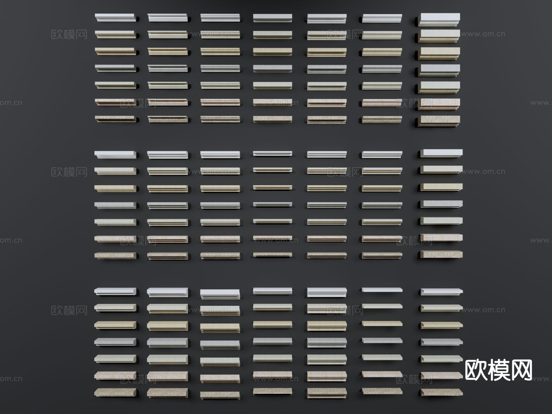 简欧檐口 石膏线 踢脚线3d模型下载