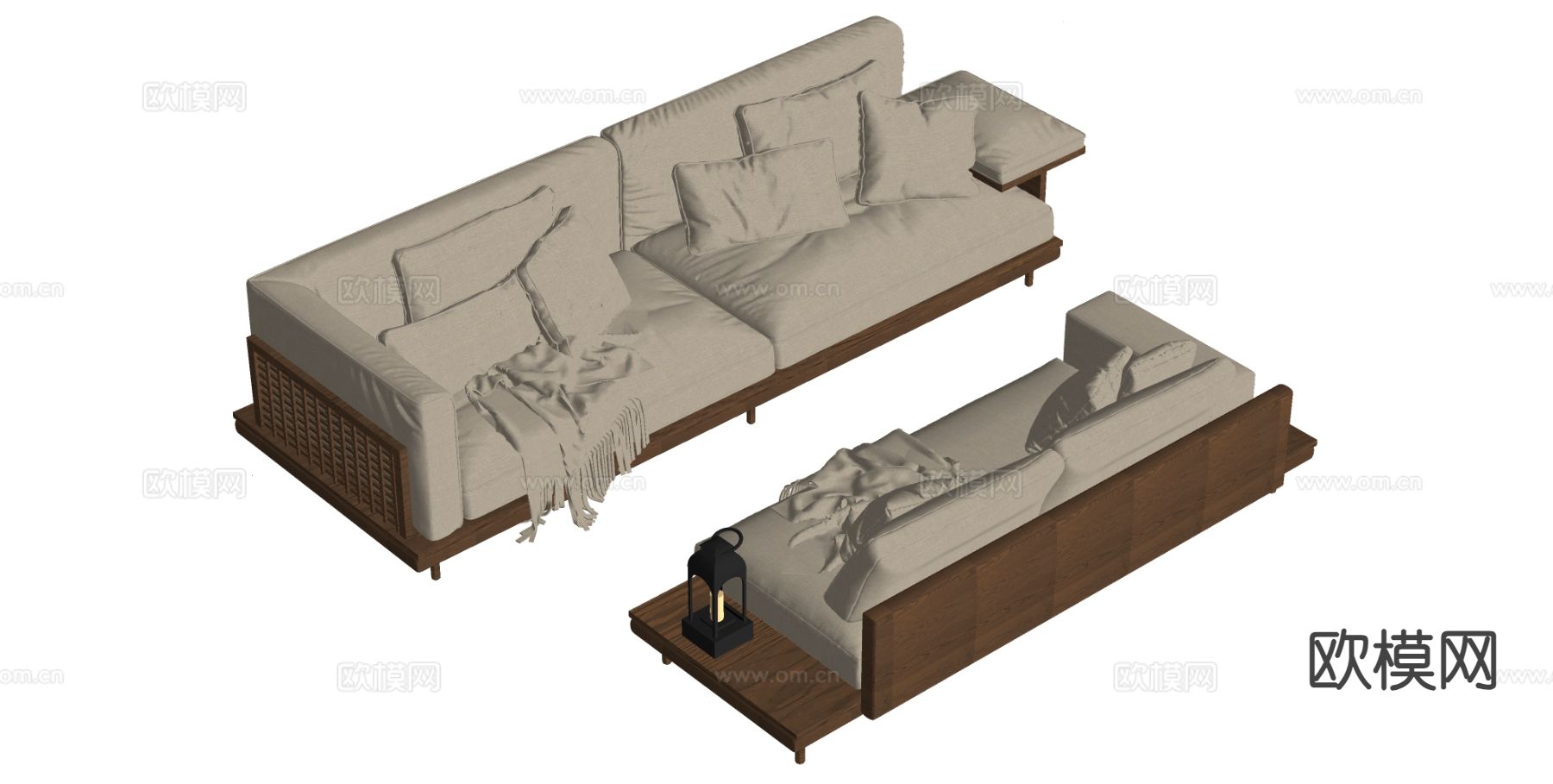 侘寂多人沙发su模型下载（渲染图1）