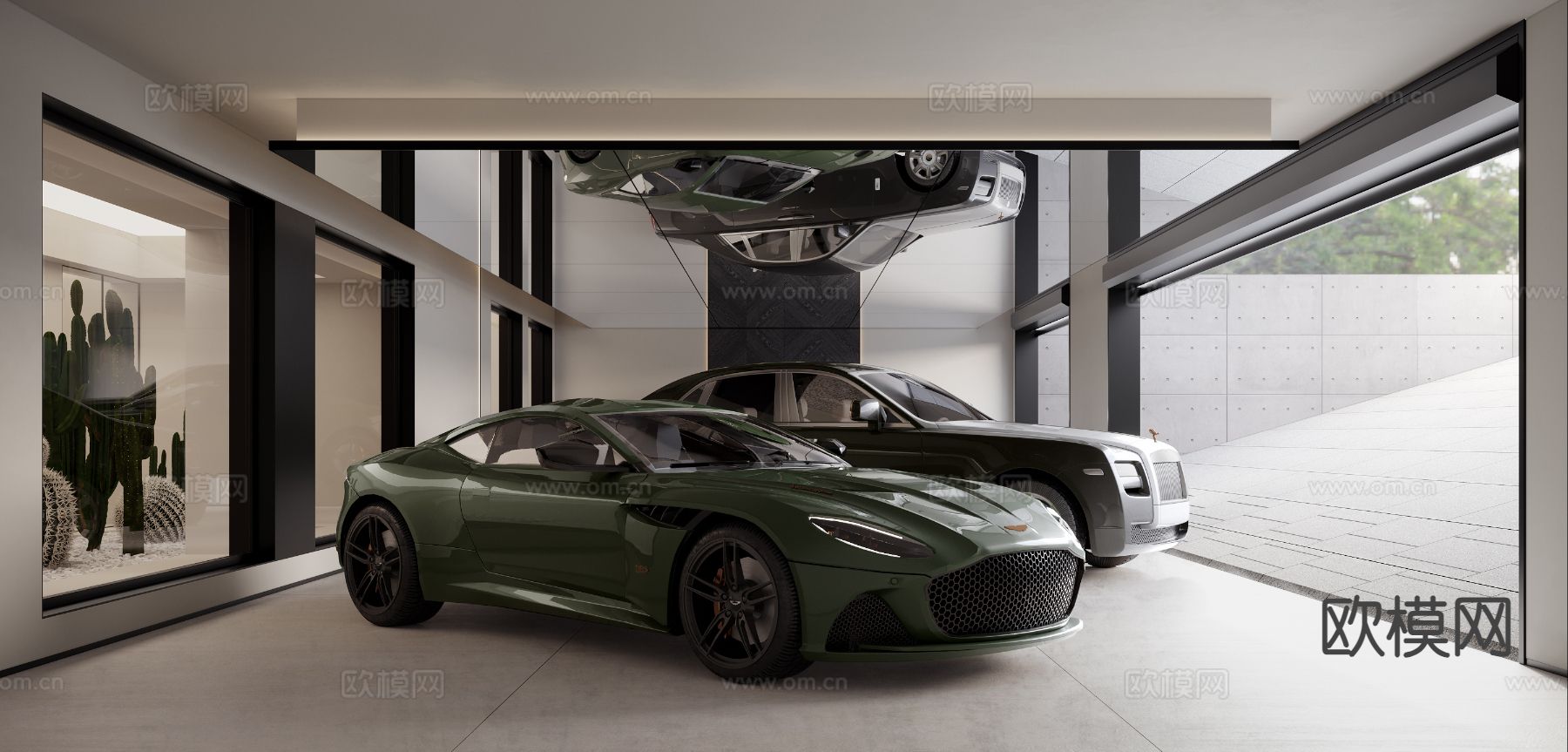 现代别墅车库su模型下载（渲染图2）