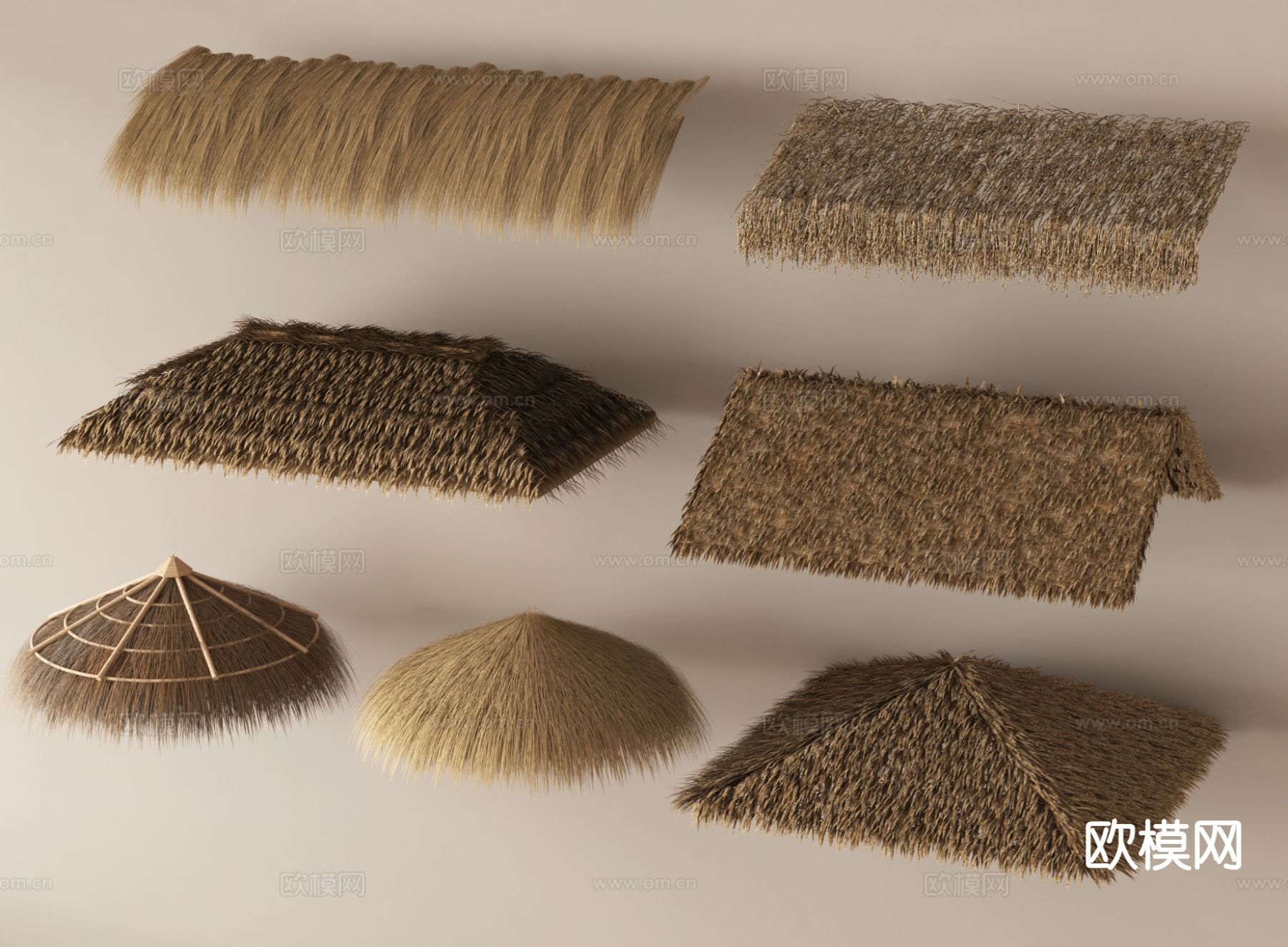 中式茅草棚 茅草亭3d模型下载