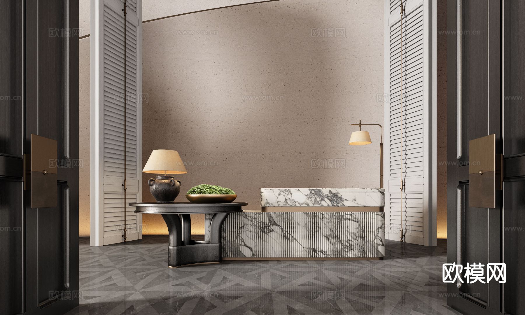 接待台 前台 水吧台su模型下载（渲染图2）