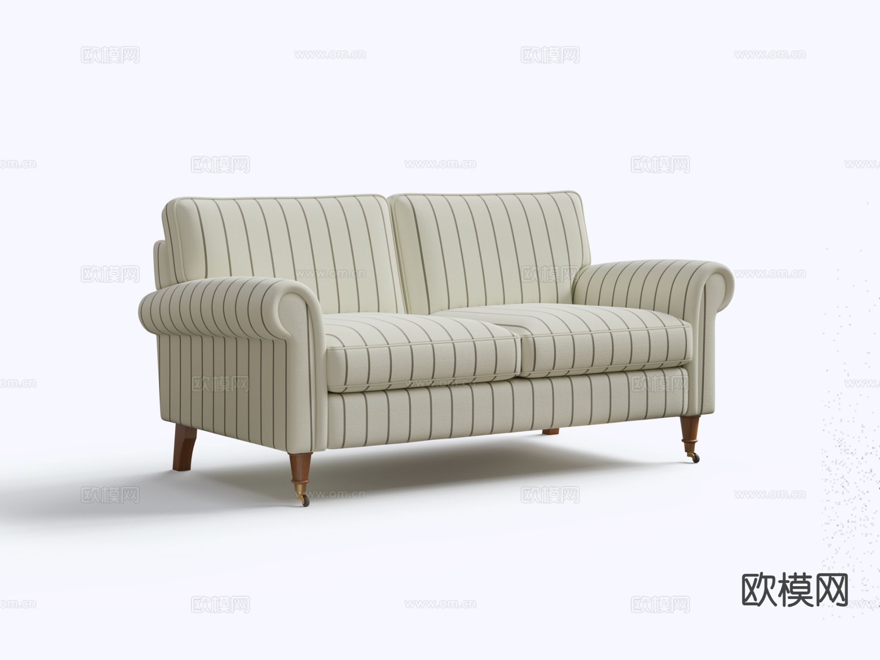 简欧条纹沙发 双人沙发3d模型下载
