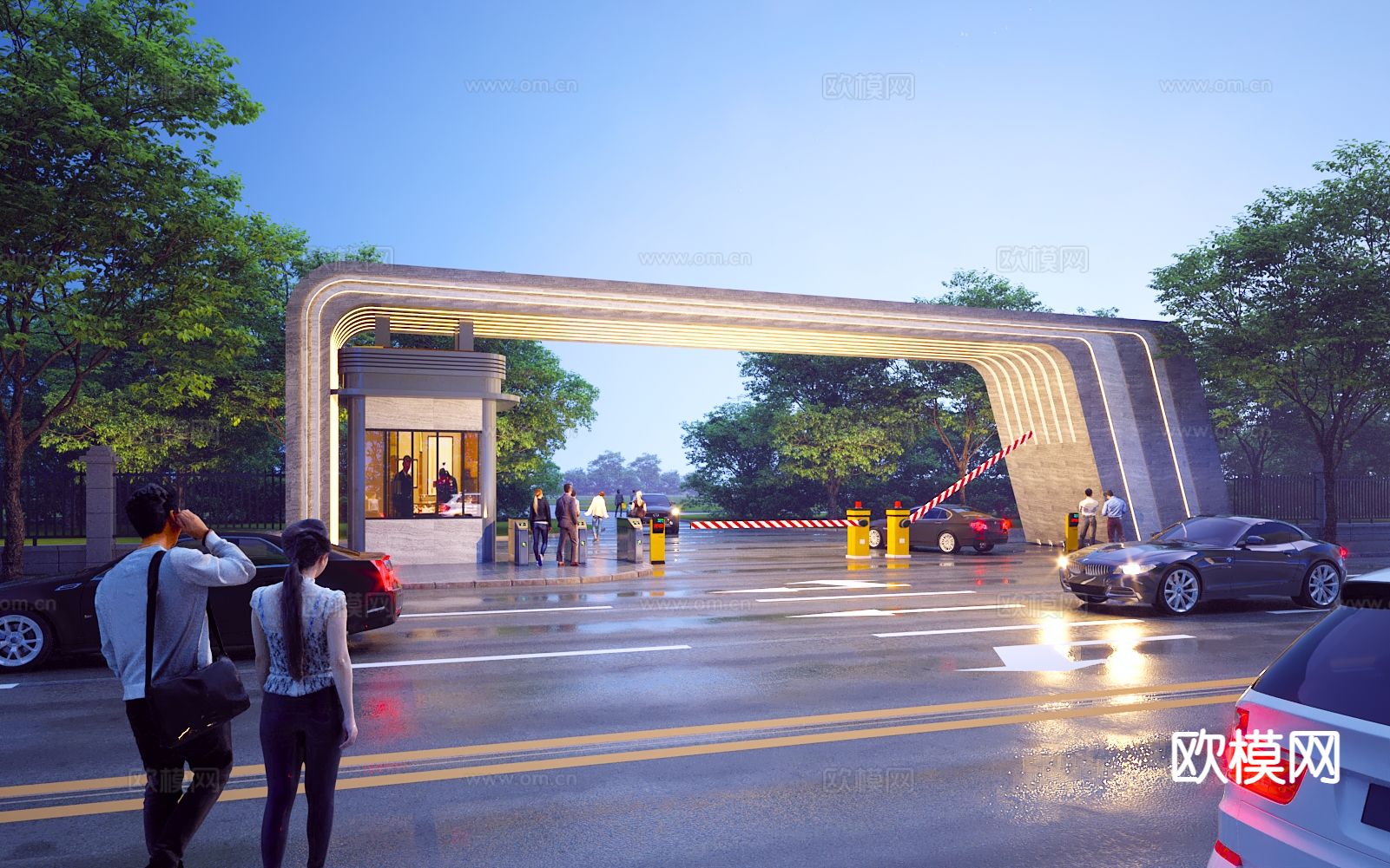 小区大门 门头3d模型下载