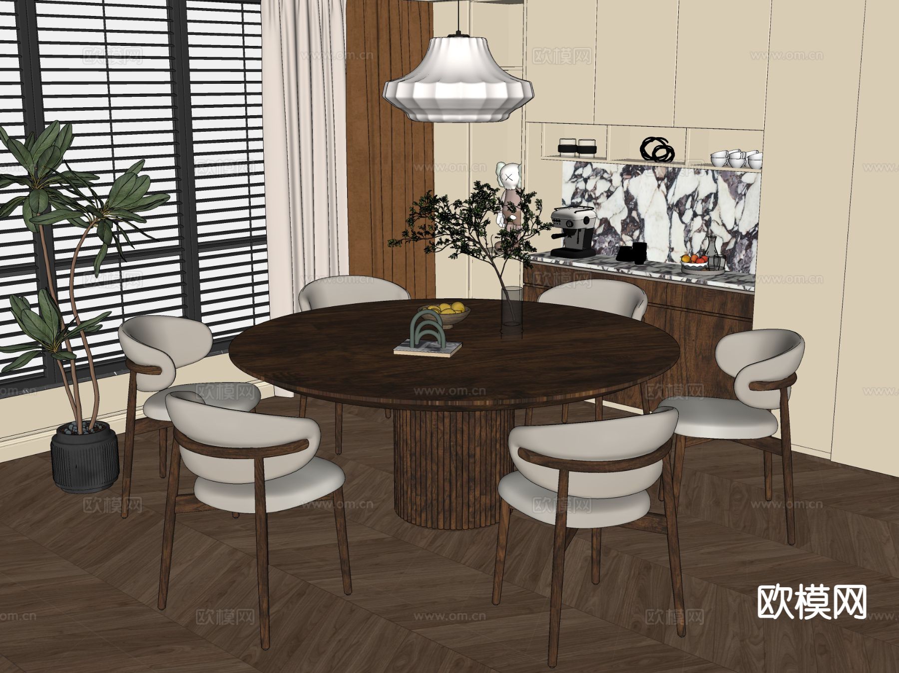 侘寂餐厅su模型