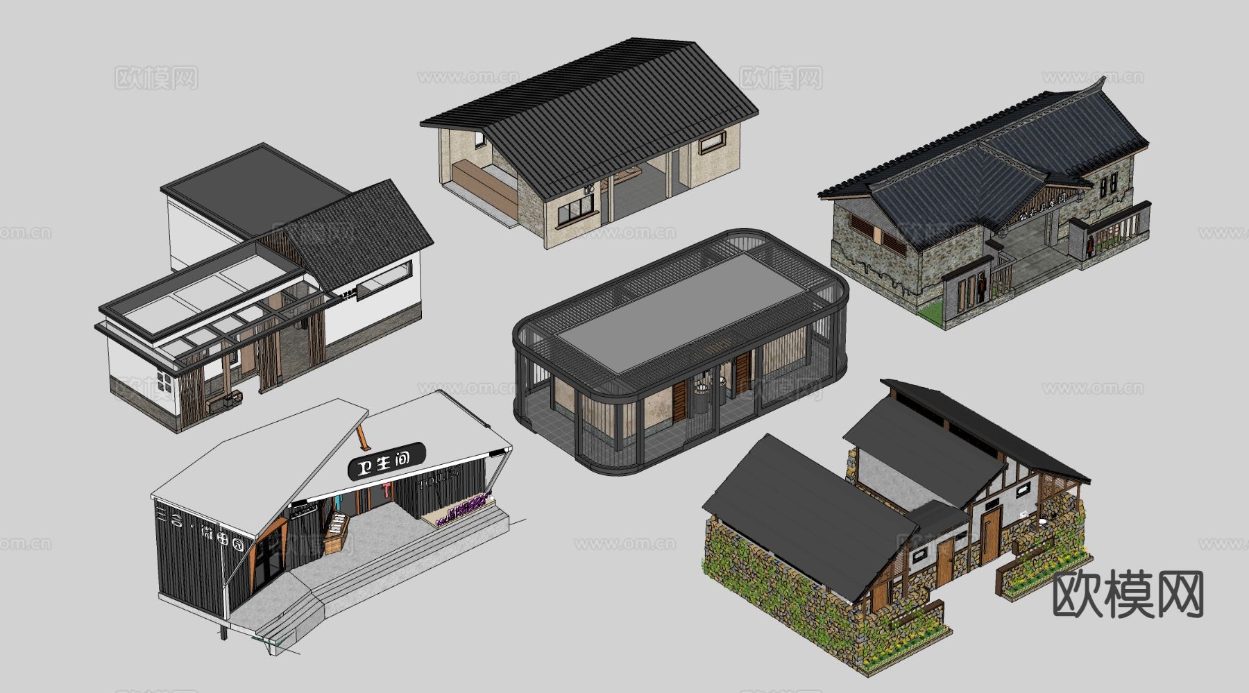 公共厕所 旅游厕所 乡村公厕su模型下载（渲染图1）